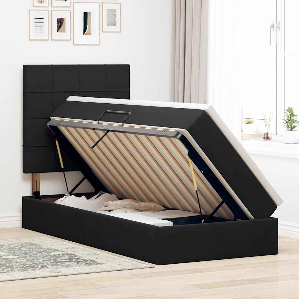 vidaXL LED-Speicherbett mit Matratze Schwarz 90 x 200 cm Samt