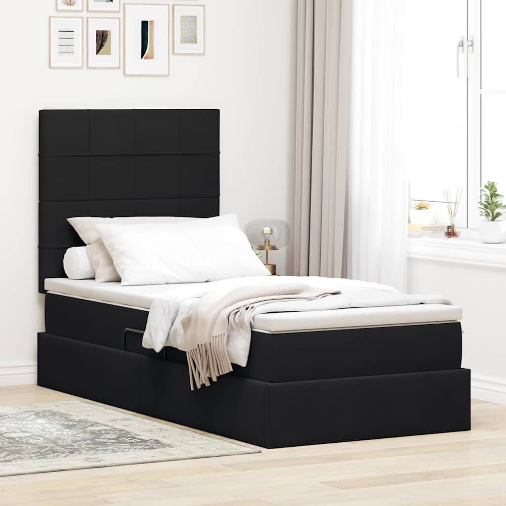 vidaXL LED-Speicherbett mit Matratze Schwarz 90 x 200 cm Samt