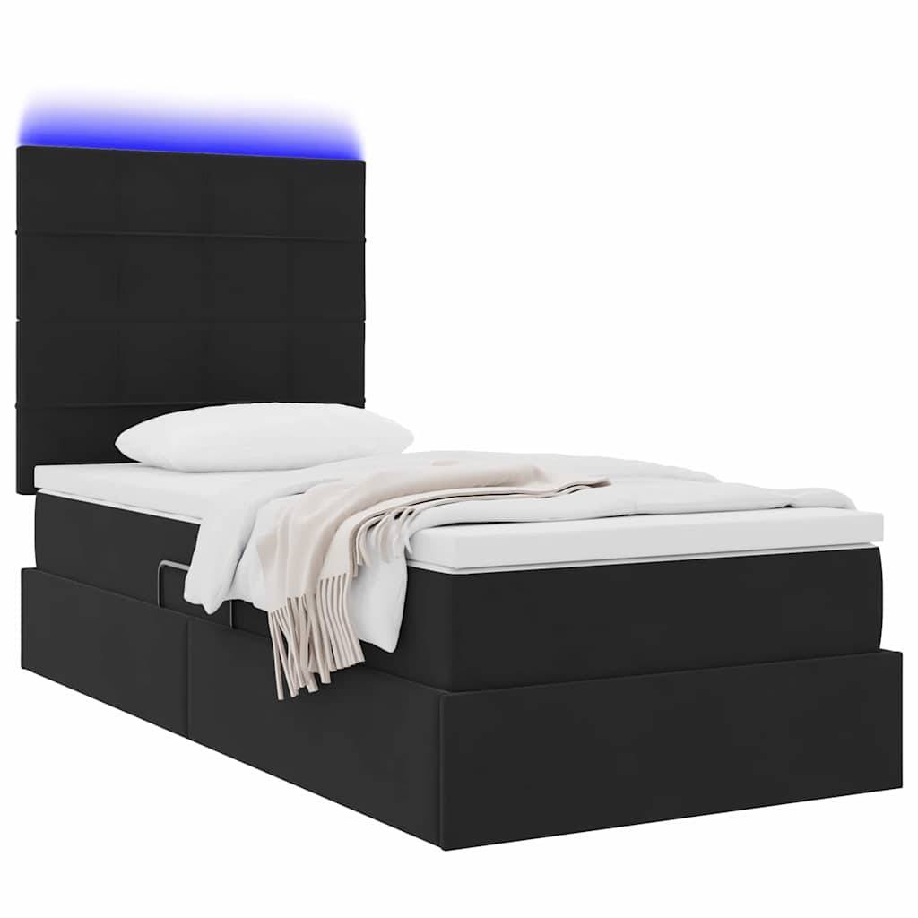 vidaXL LED-Speicherbett mit Matratze Schwarz 90 x 200 cm Samt