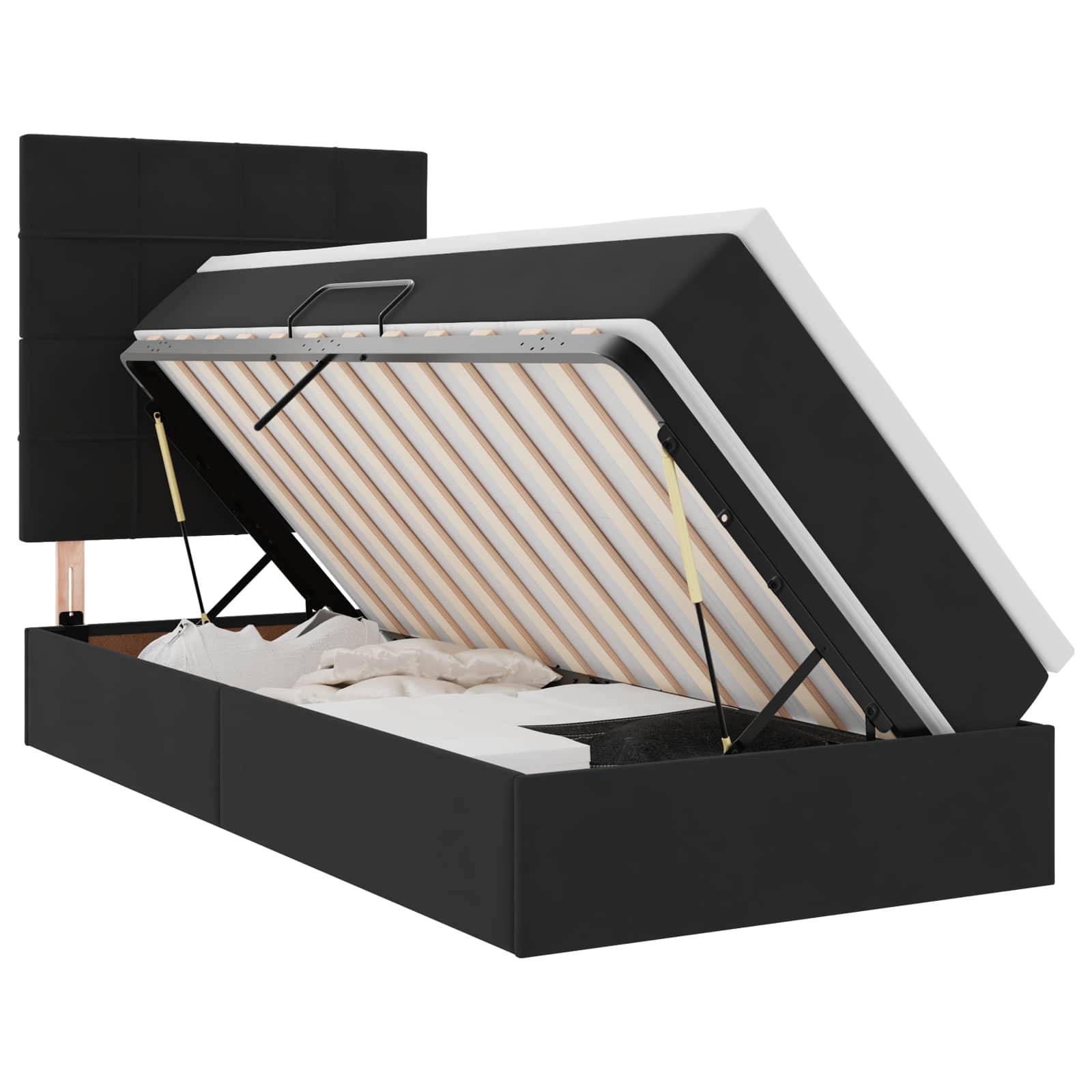 vidaXL LED-Speicherbett mit Matratze Schwarz 90 x 200 cm Samt