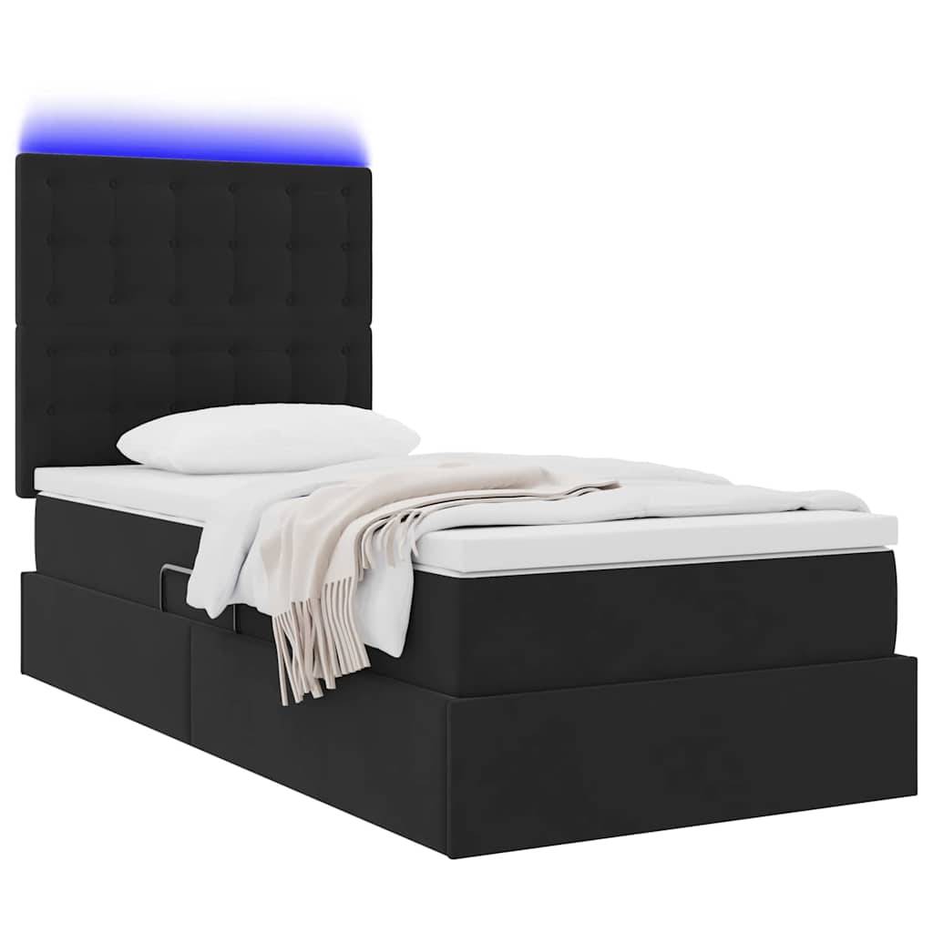 vidaXL LED-Speicherbett mit Matratze Schwarz 90 x 190 cm Samt