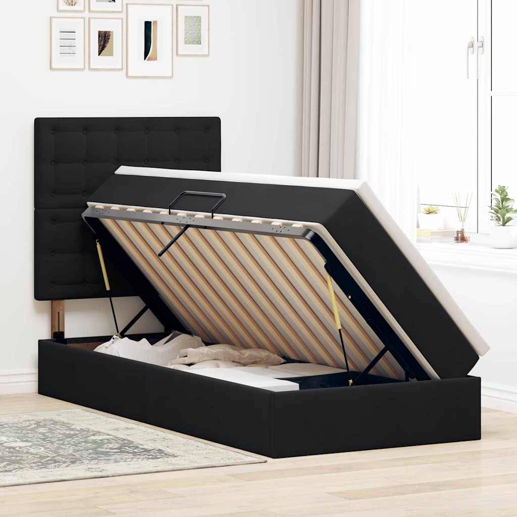 vidaXL LED-Speicherbett mit Matratze Schwarz 90 x 190 cm Samt