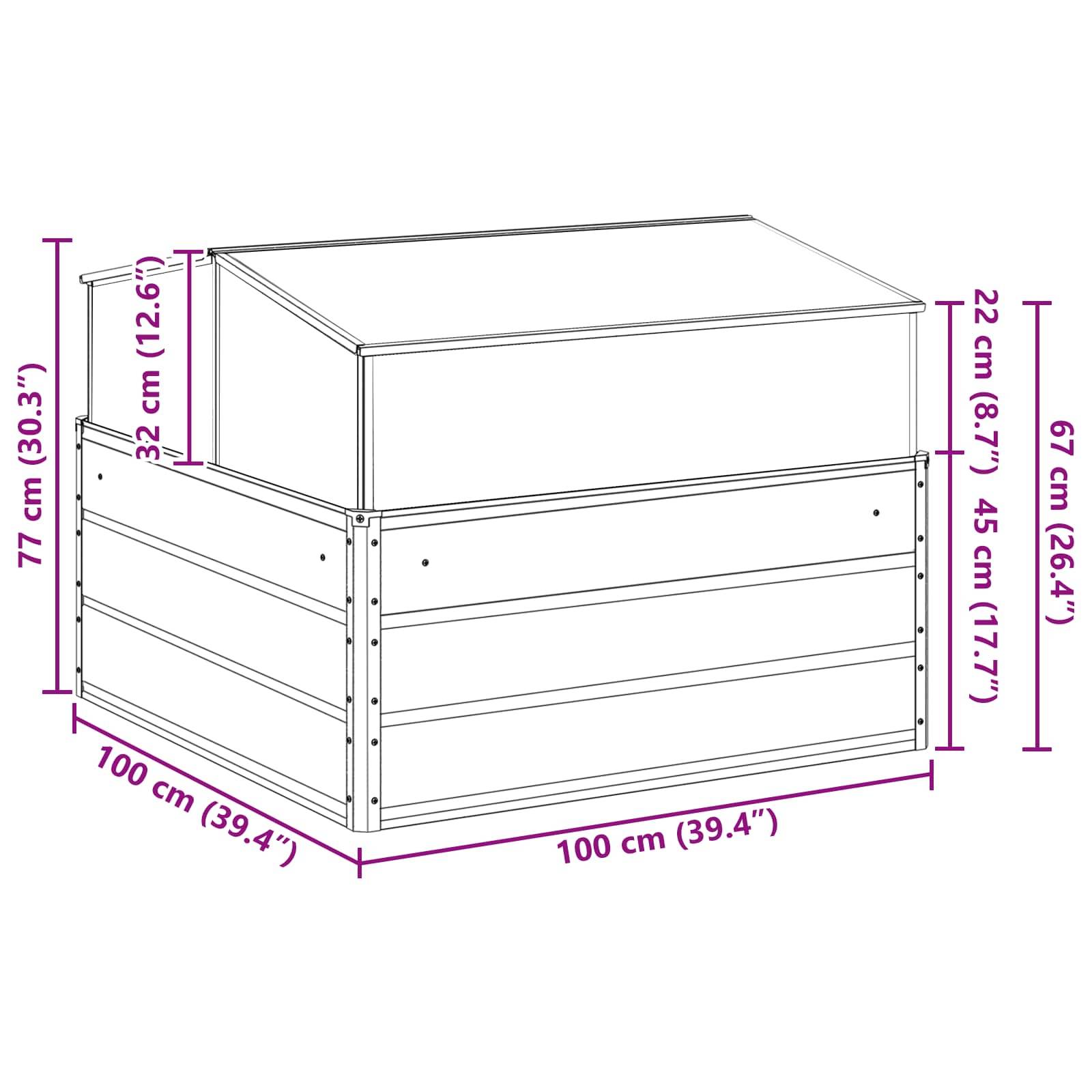 vidaXL Pflanzkübel Pastellgrün 100 x 100 x 77 cm Verzinkter Stahl
