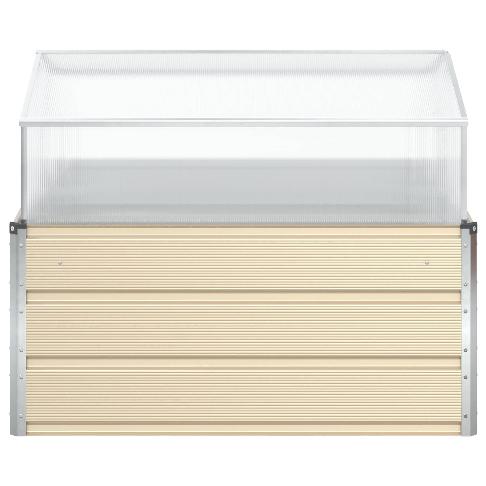 vidaXL Pflanzkübel Elfenbein 100 x 100 x 77 cm Verzinkter Stahl