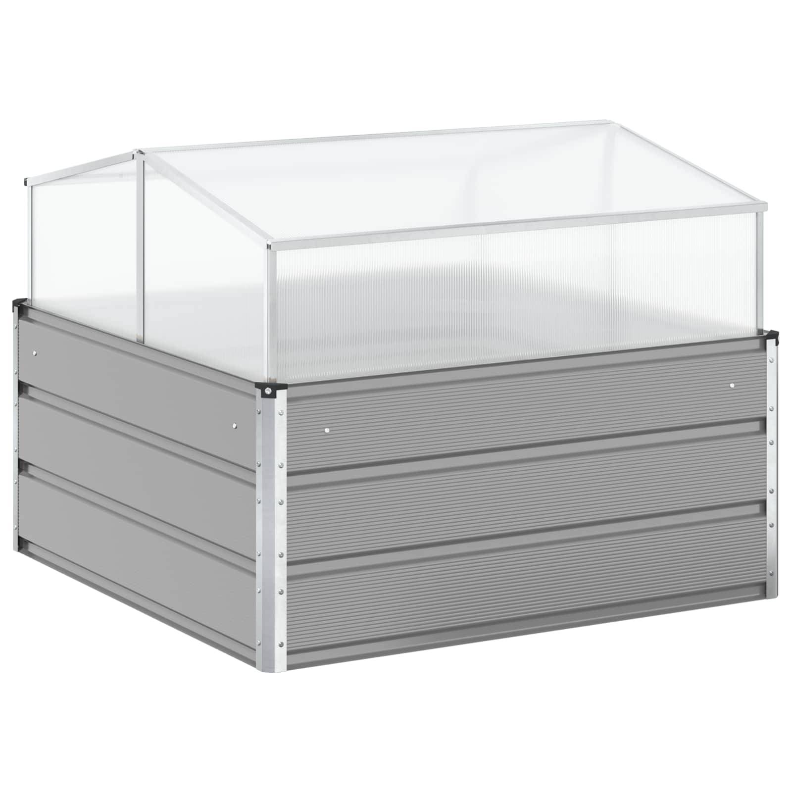 vidaXL Pflanzkübel Hellgrau 100 x 100 x 77 cm Verzinkter Stahl