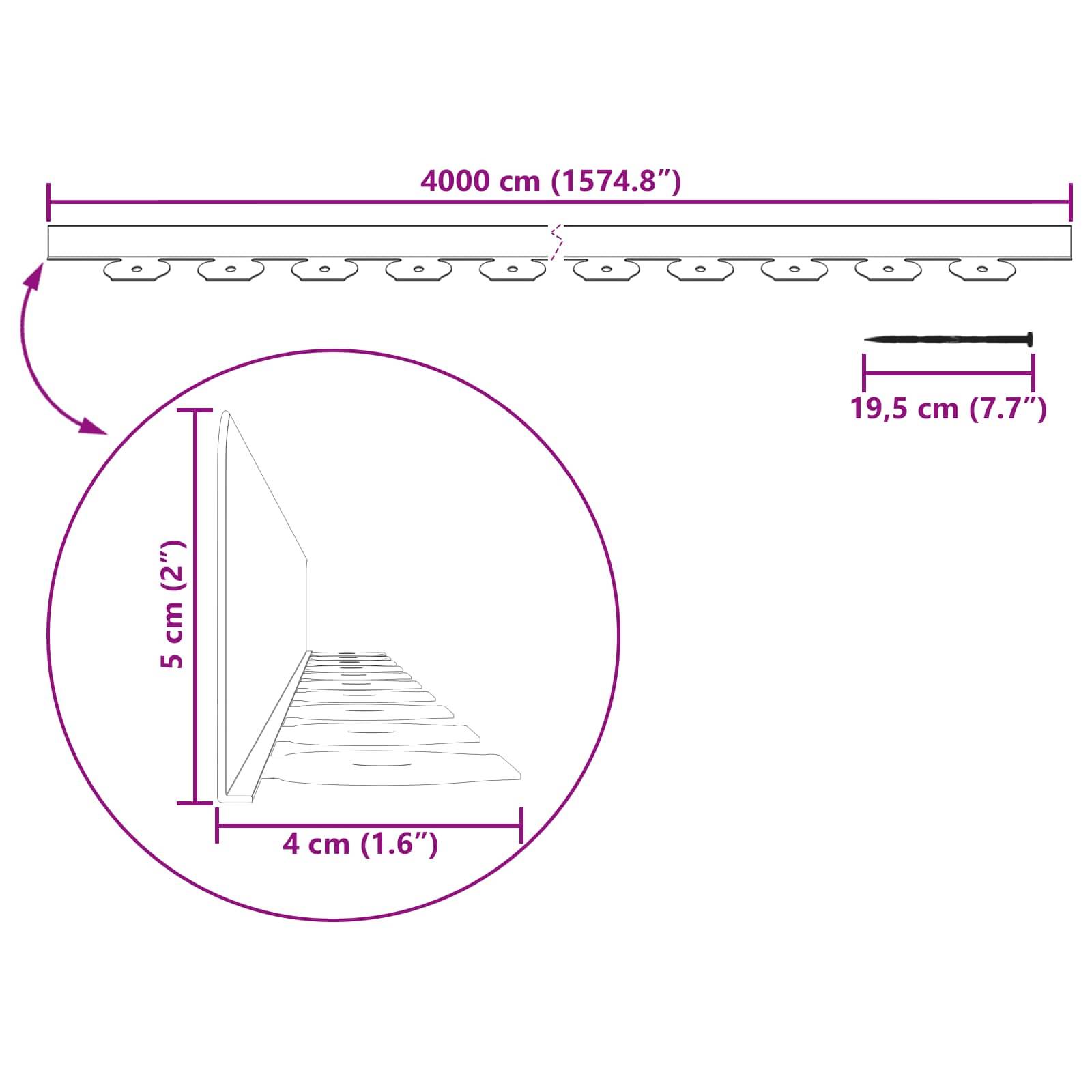 vidaXL Rasenkanten Grün 4000 x 4 x 5 cm Kunststoff