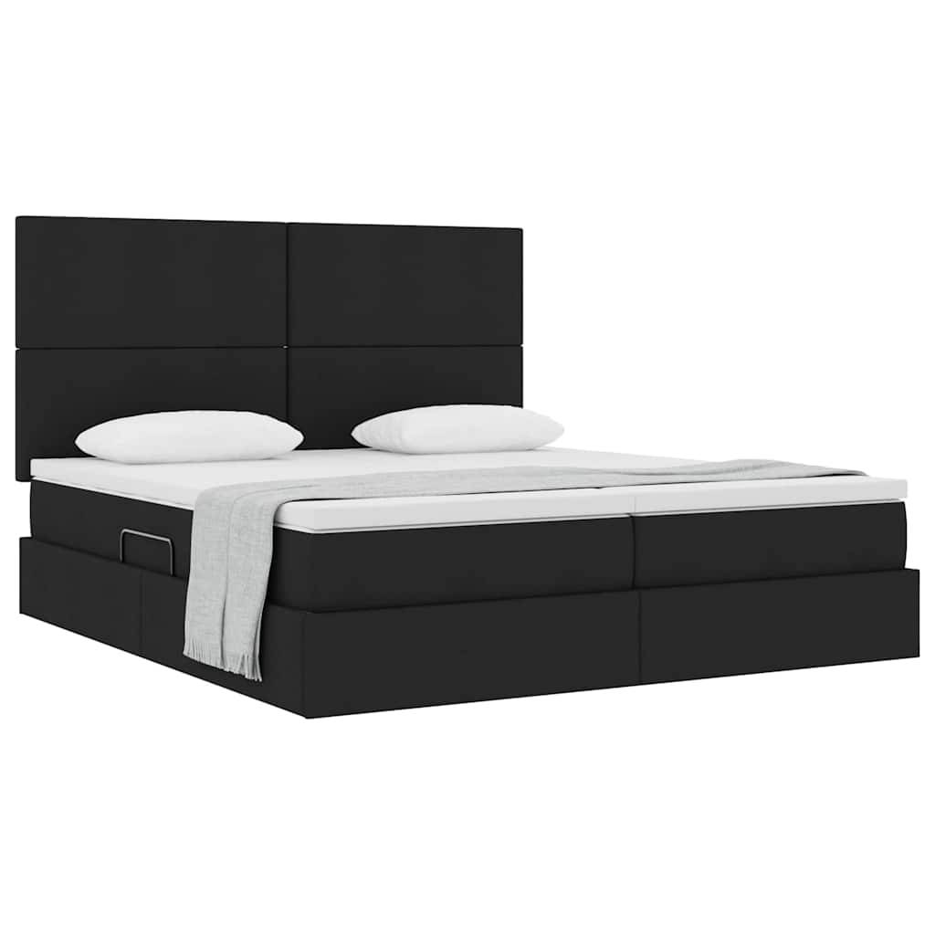 vidaXL Aufbewahrungsbett mit Kopfteil Schwarz 200 x 200 cm Stoff