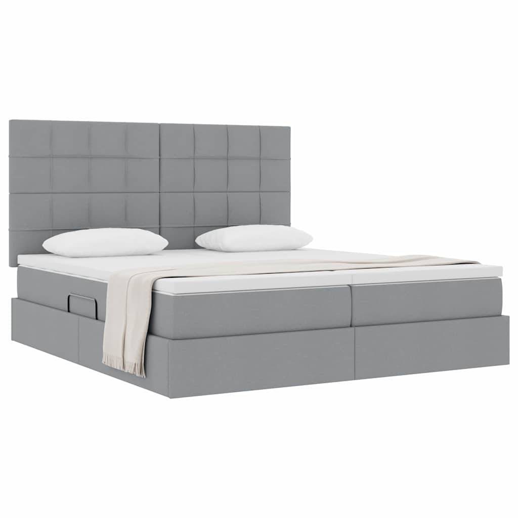 vidaXL Aufbewahrungsbett mit Kopfteil Hellgrau 180 x 200 cm Stoff