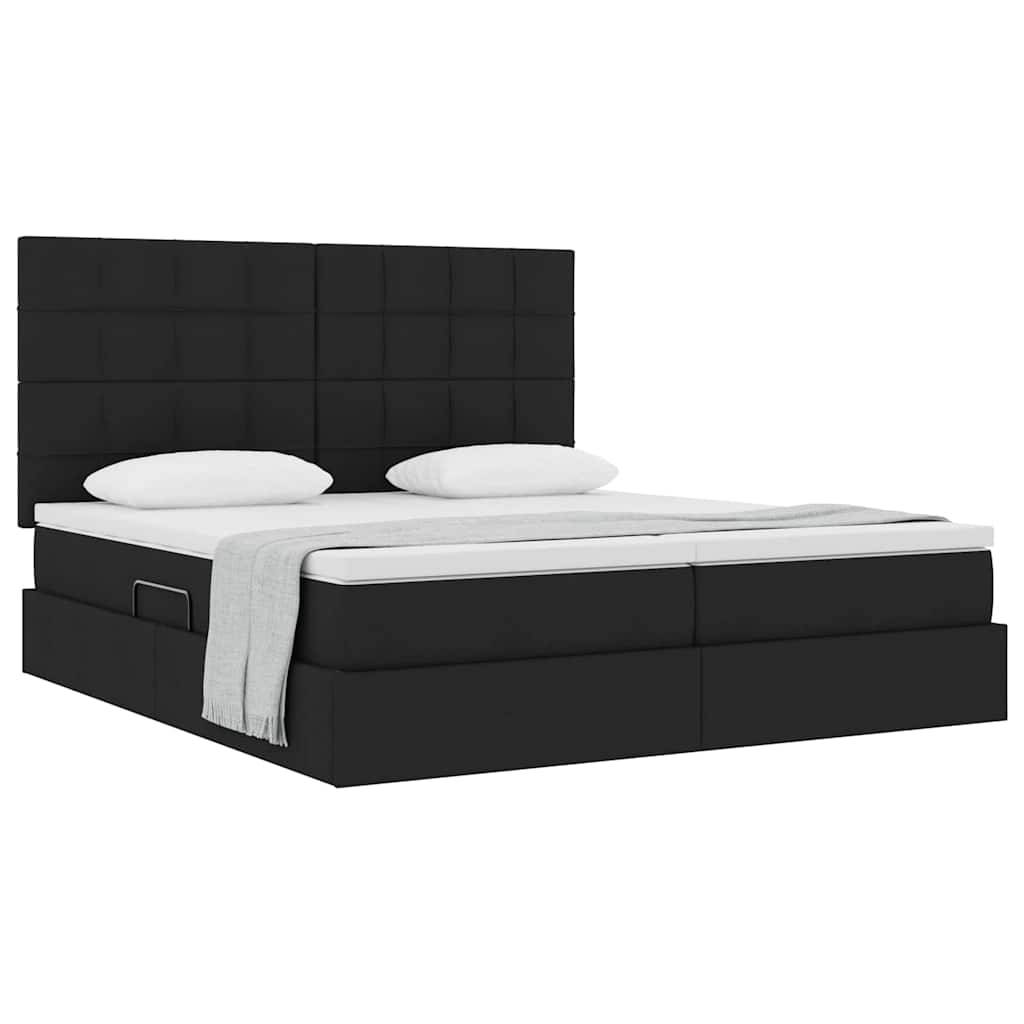 vidaXL Aufbewahrungsbett mit Kopfteil Schwarz 200 x 200 cm Stoff