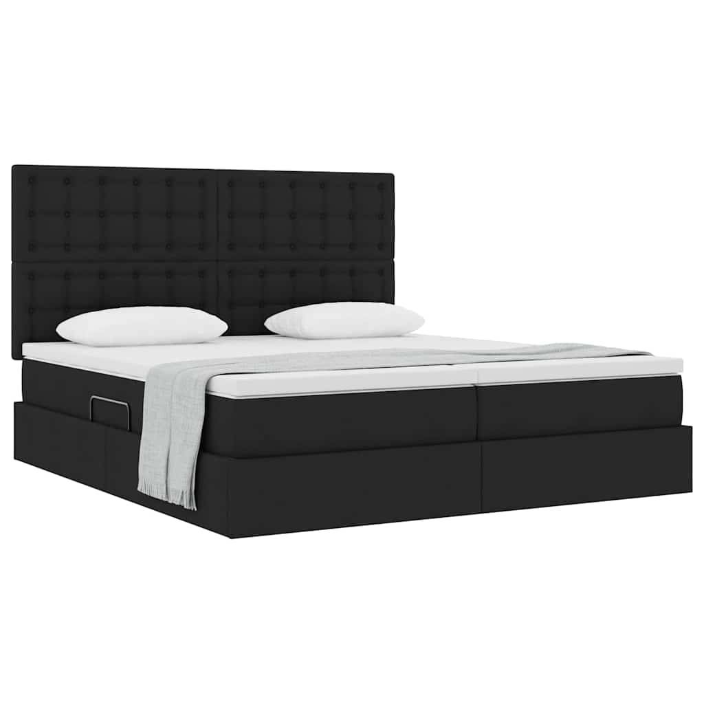 vidaXL Aufbewahrungsbett mit Kopfteil Schwarz 180 x 200 cm Stoff