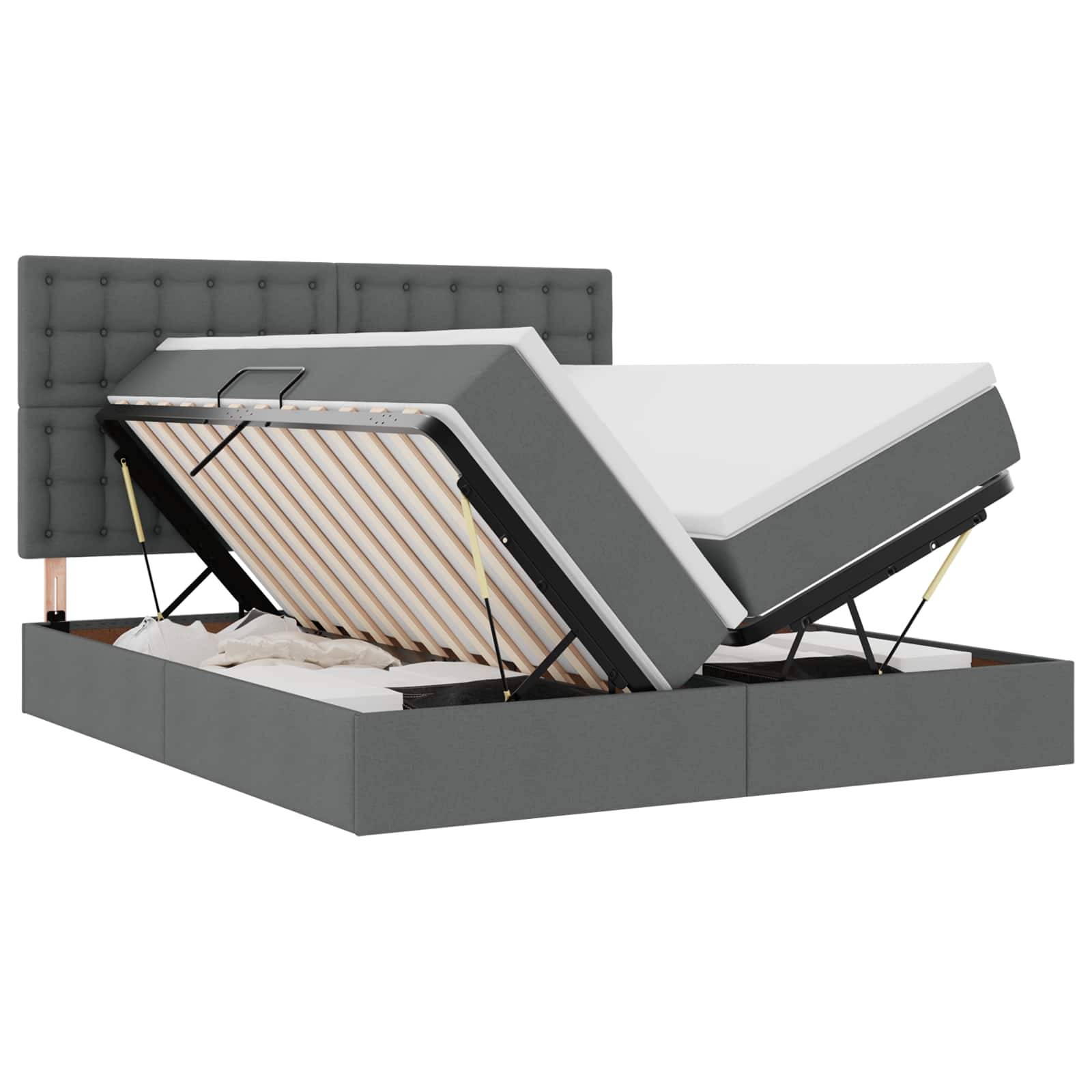 vidaXL LED-Speicherbett mit Matratze Dunkelgrau 180 x 200 cm Stoff
