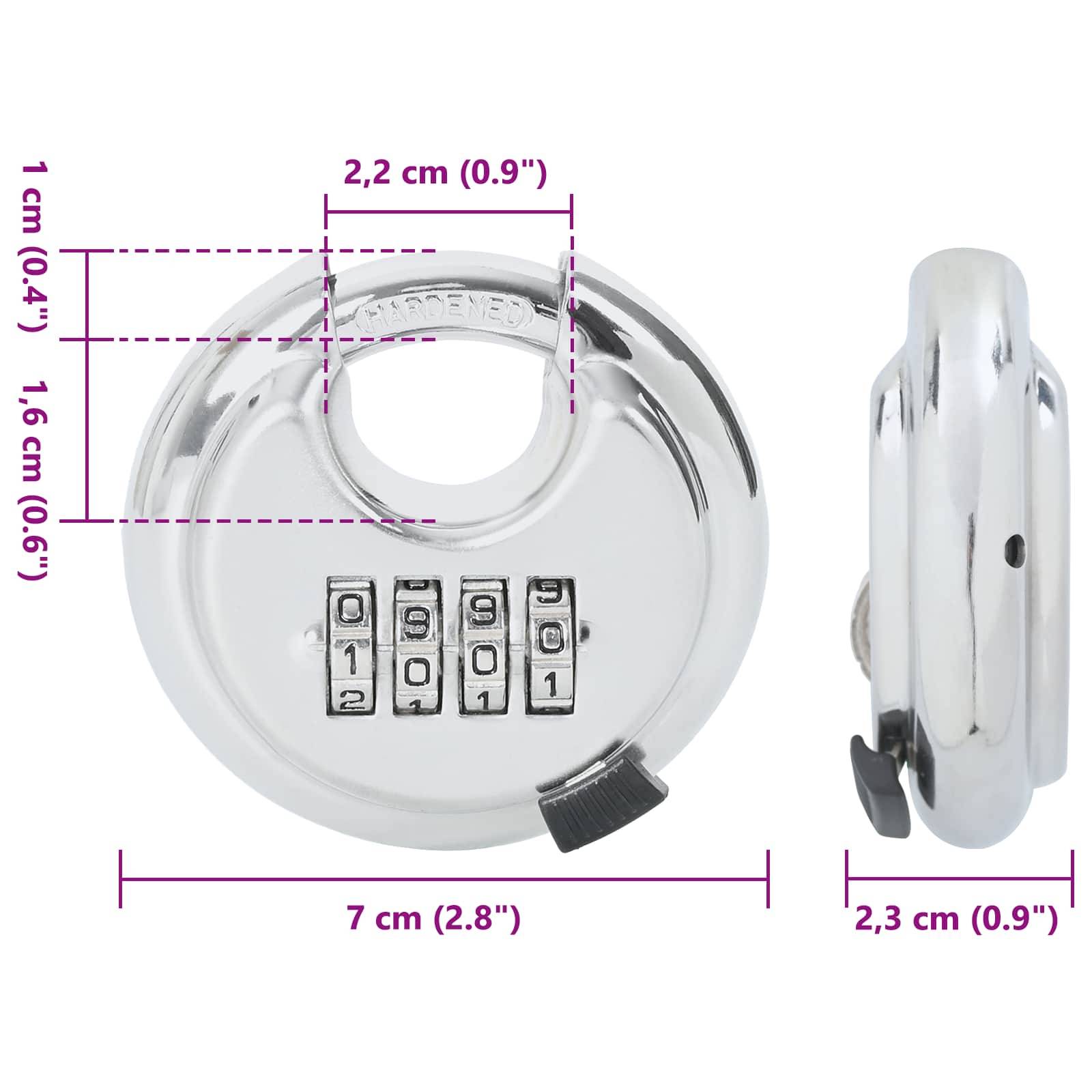 vidaXL Diskusschlösser mit Schlüsseln 2 pcs Silber 7 x 2,3 x 7 cm