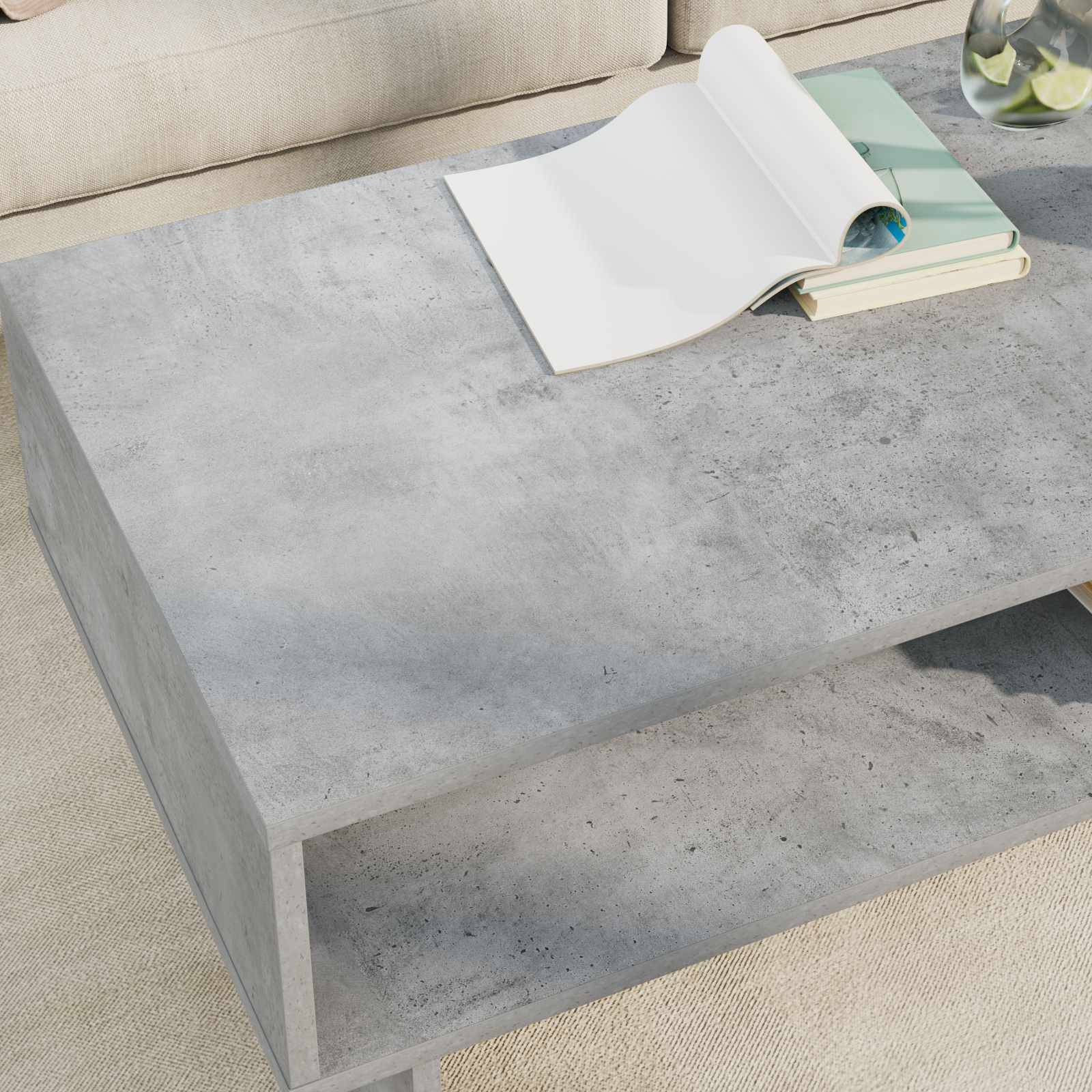 vidaXL Couchtisch Beton Grau 100 x 46 x 35 cm Holzwerkstoff