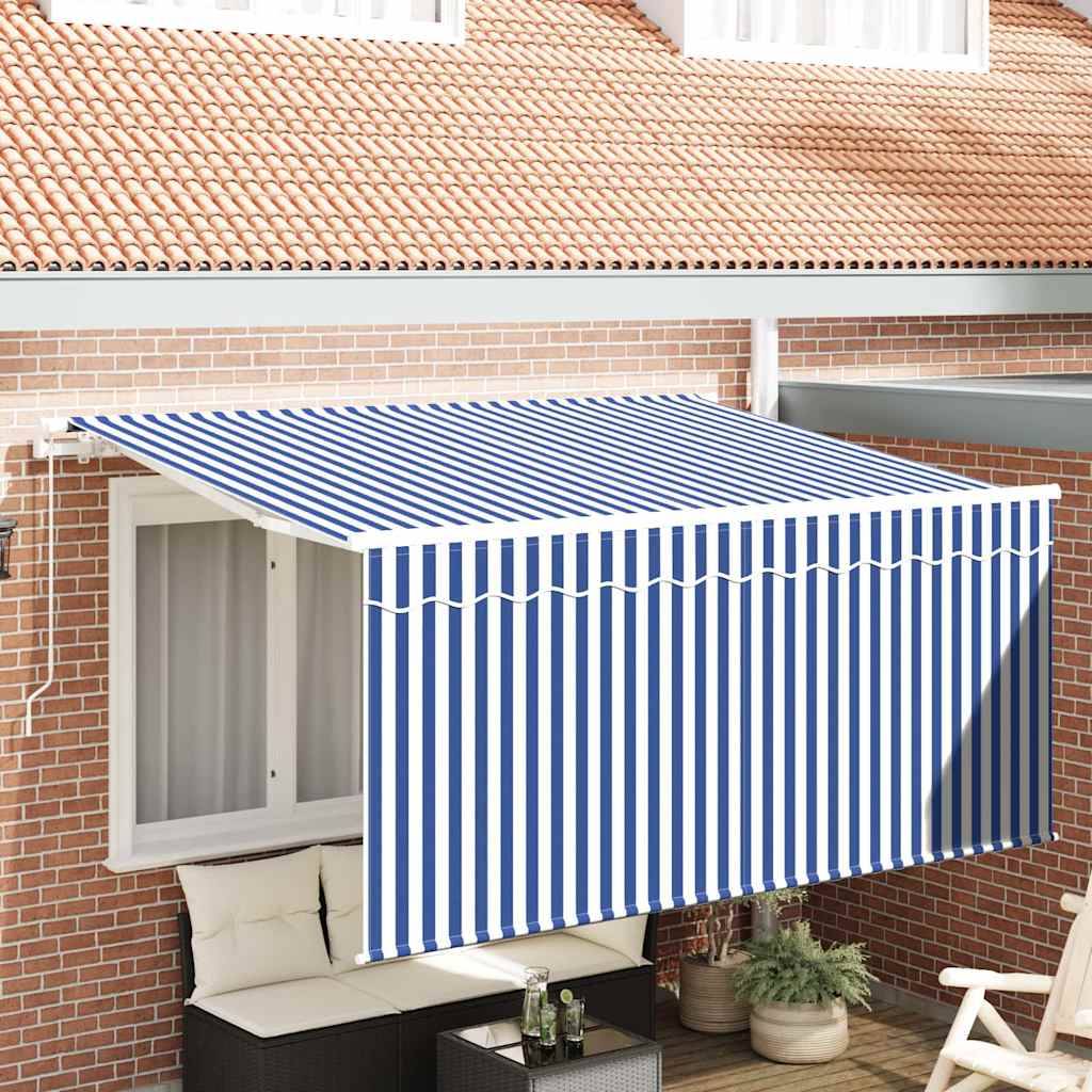 vidaXL Einziehbare Markise Blau und Weiß 300 x 200 cm