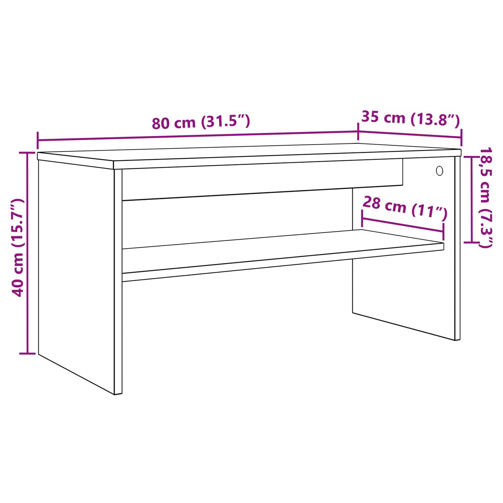 vidaXL TV-Schränk 80 x 35 x 40 cm Weiß Holzwerkstoff