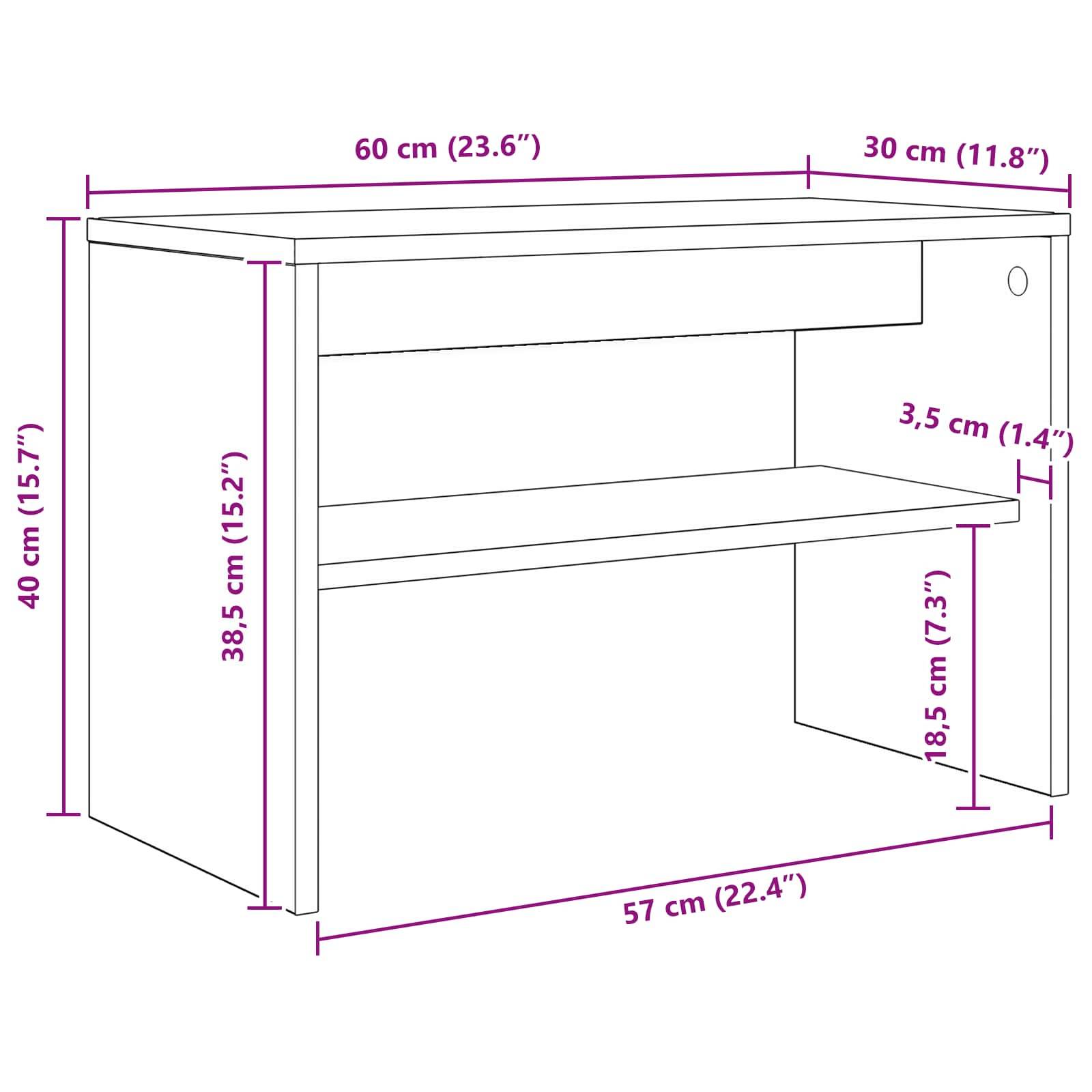 vidaXL TV-Schränk Artisan-Eiche 60 x 30 x 40 cm Holzwerkstoff