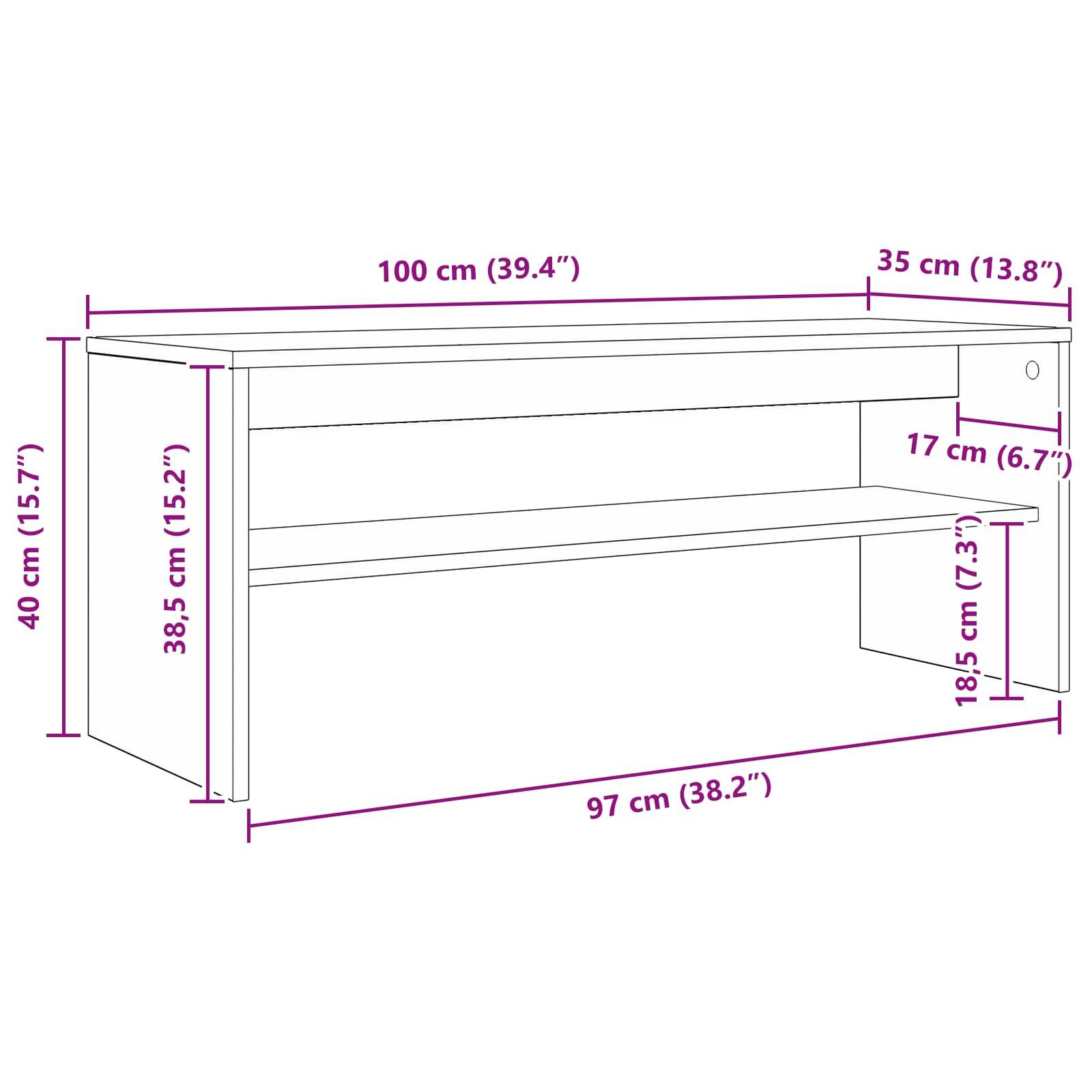 vidaXL TV-Schränk Sonoma-Eiche 100 x 35 x 40 cm Holzwerkstoff