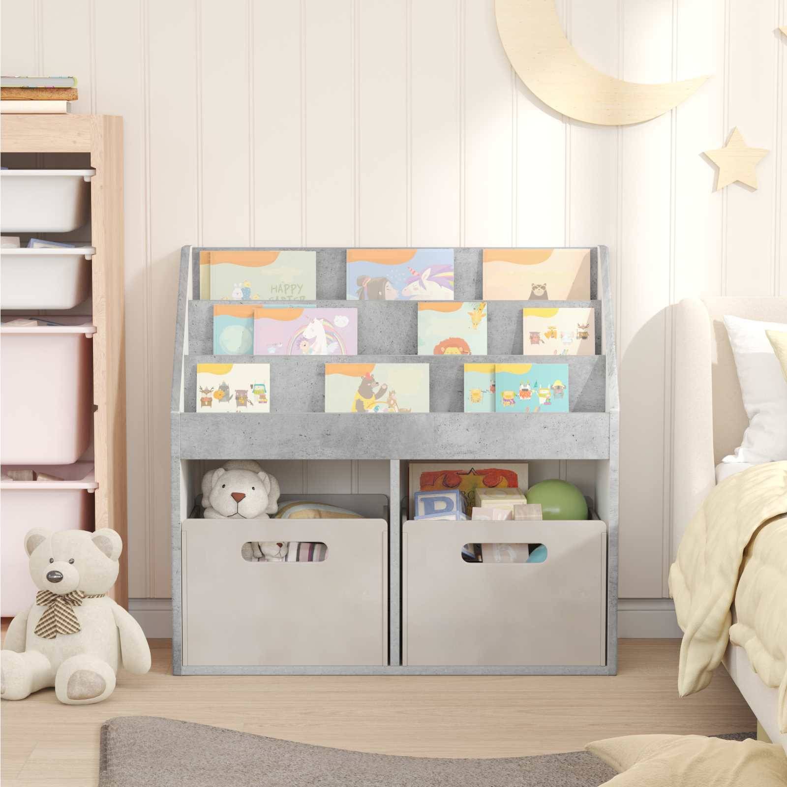 vidaXL Kinderregal Beton Grau 72,5 x 29,5 x 69 cm Holzwerkstoff
