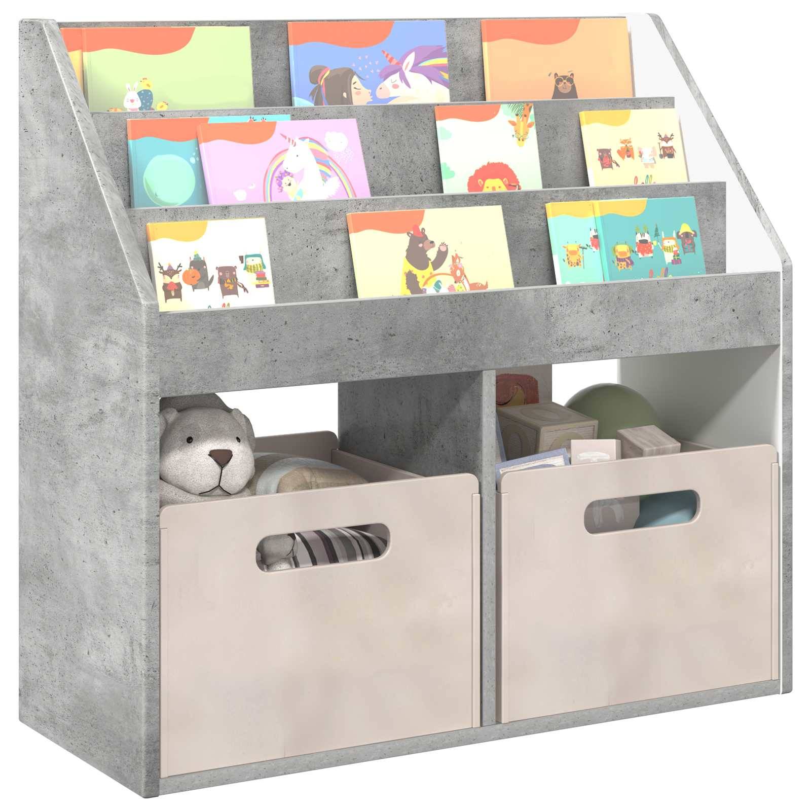 vidaXL Kinderregal Beton Grau 72,5 x 29,5 x 69 cm Holzwerkstoff