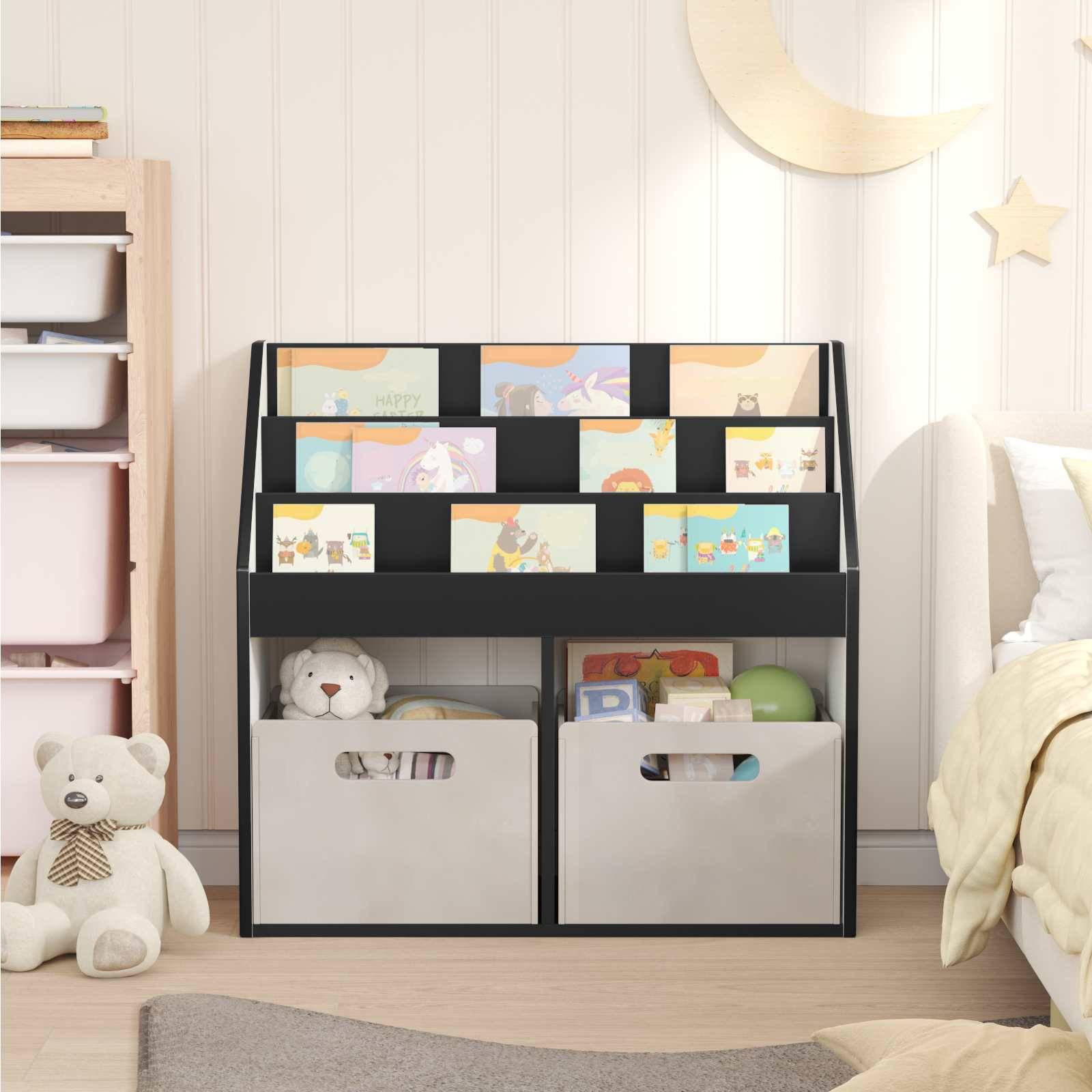 vidaXL Kinderregal Schwarz 72,5 x 29,5 x 69 cm Holzwerkstoff