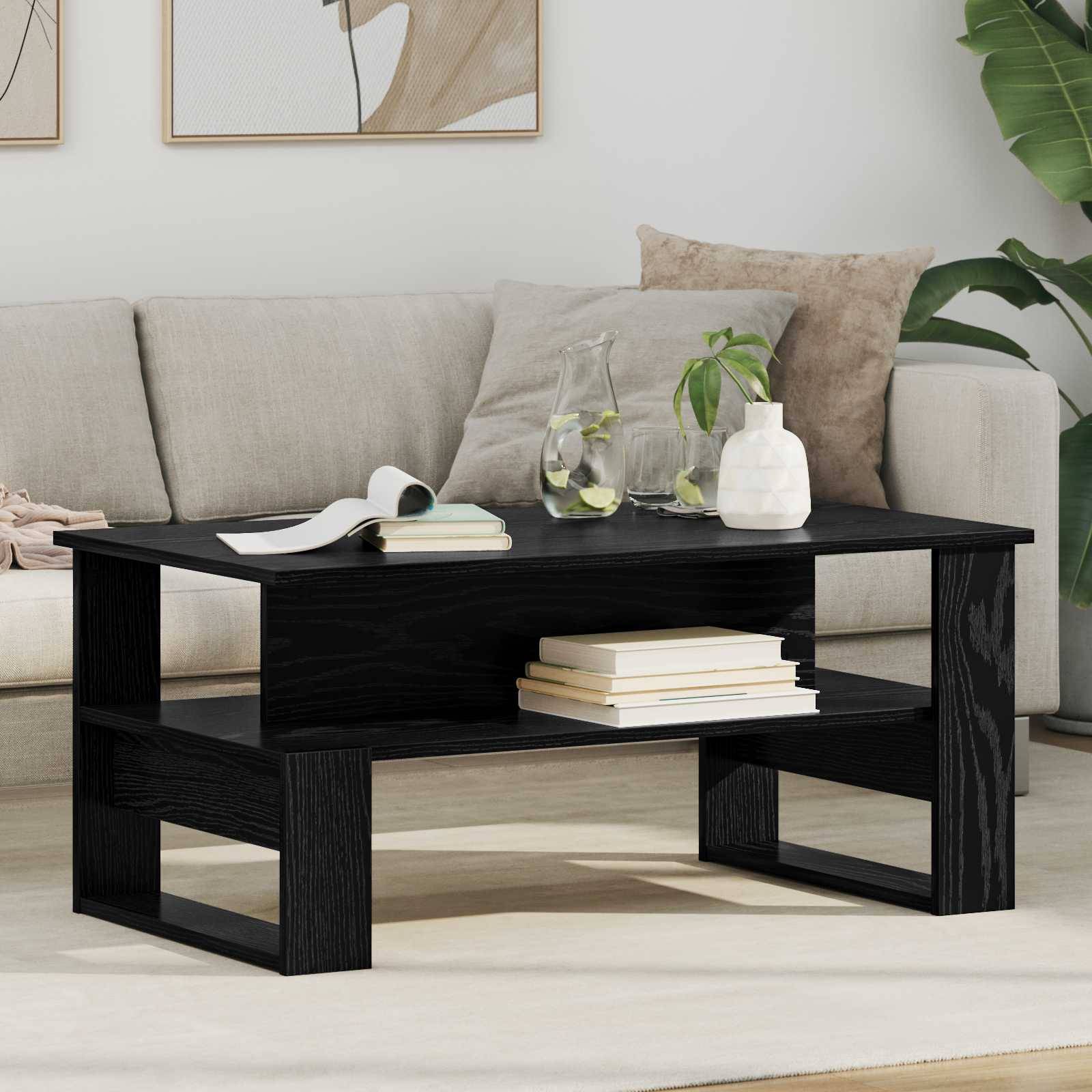 vidaXL Couchtisch Schwarz Eichen-Optik 90 x 50 x 40 cm Holzwerkstoff