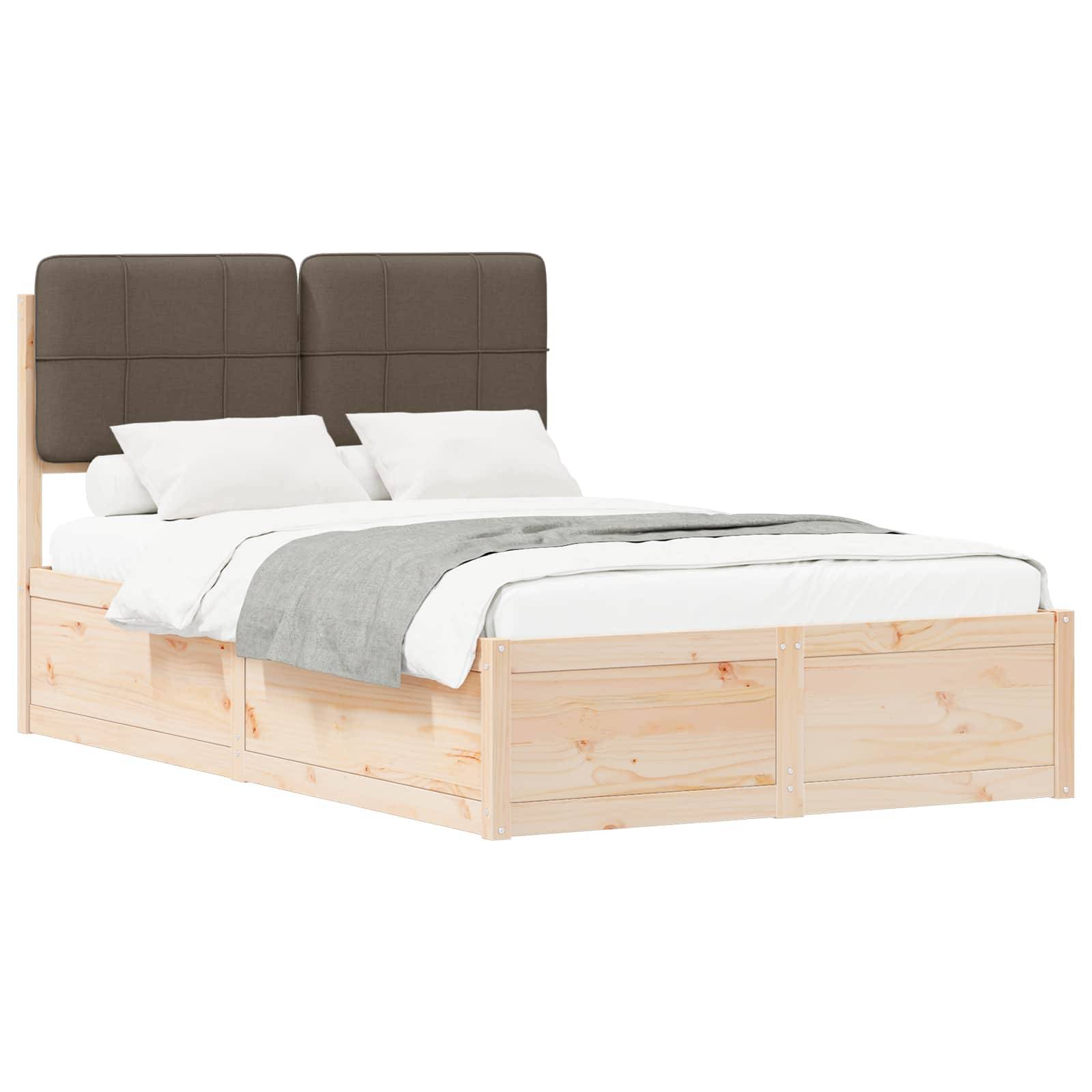 vidaXL Bettgestell mit gepolstertem Kopfteil Taupe 120 x 190 cm