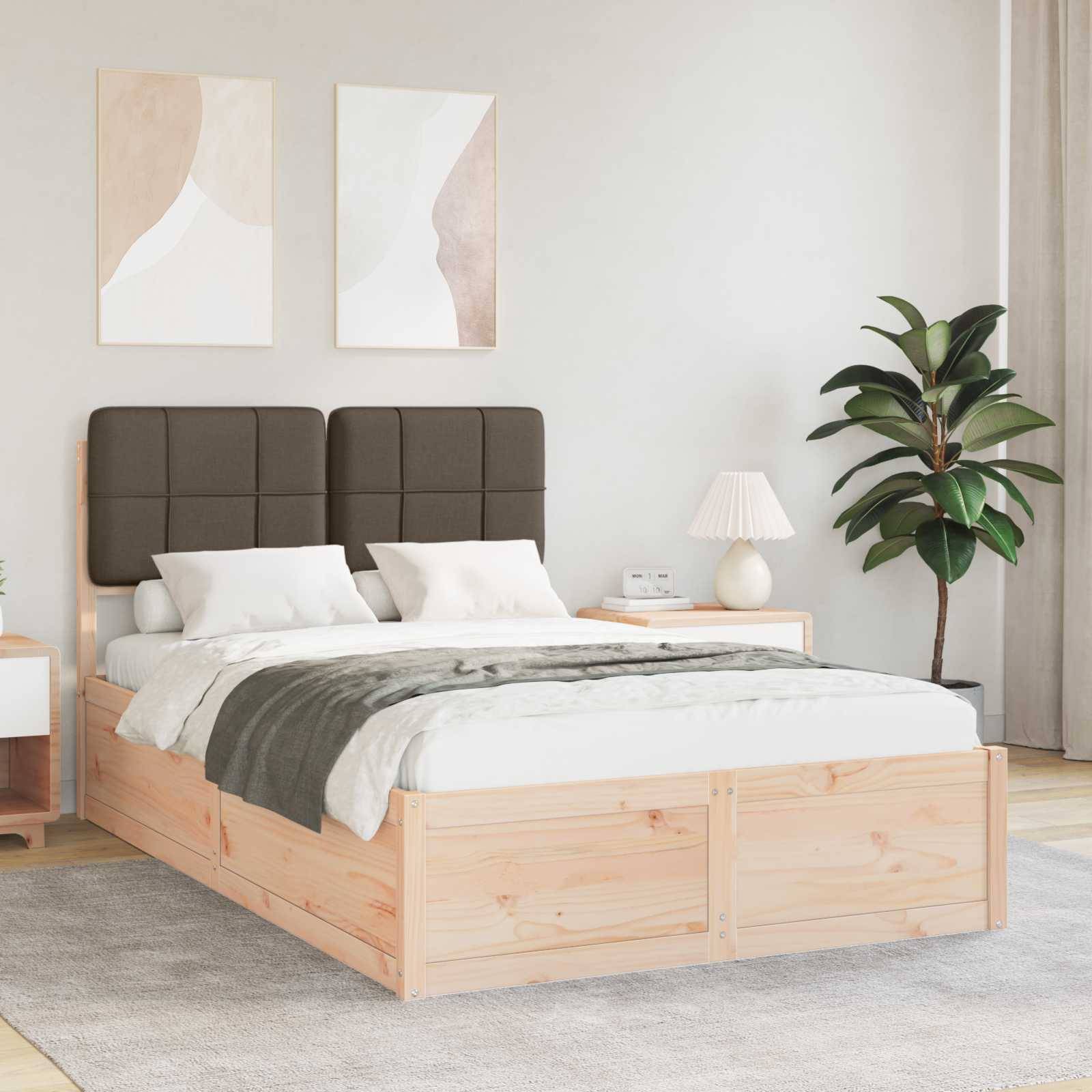 vidaXL Bettgestell mit gepolstertem Kopfteil Taupe 120 x 190 cm
