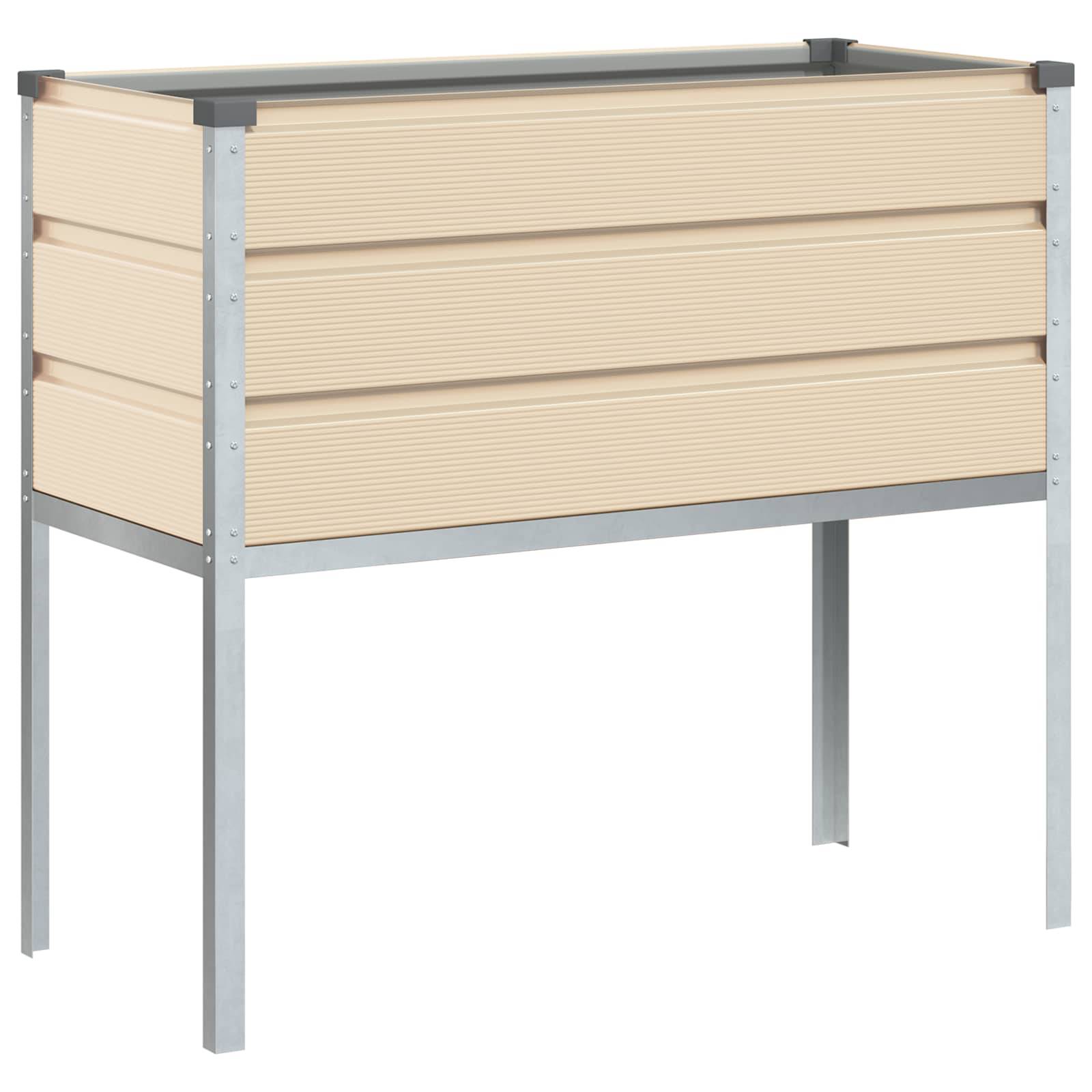 vidaXL Pflanzkübel Elfenbein 100 x 45 x 90 cm Verzinkter Stahl