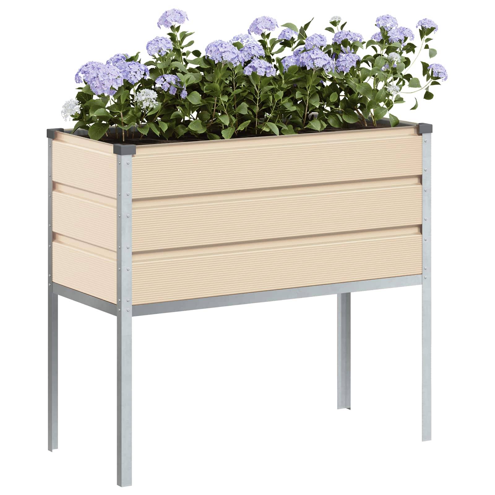 vidaXL Pflanzkübel Elfenbein 100 x 45 x 90 cm Verzinkter Stahl