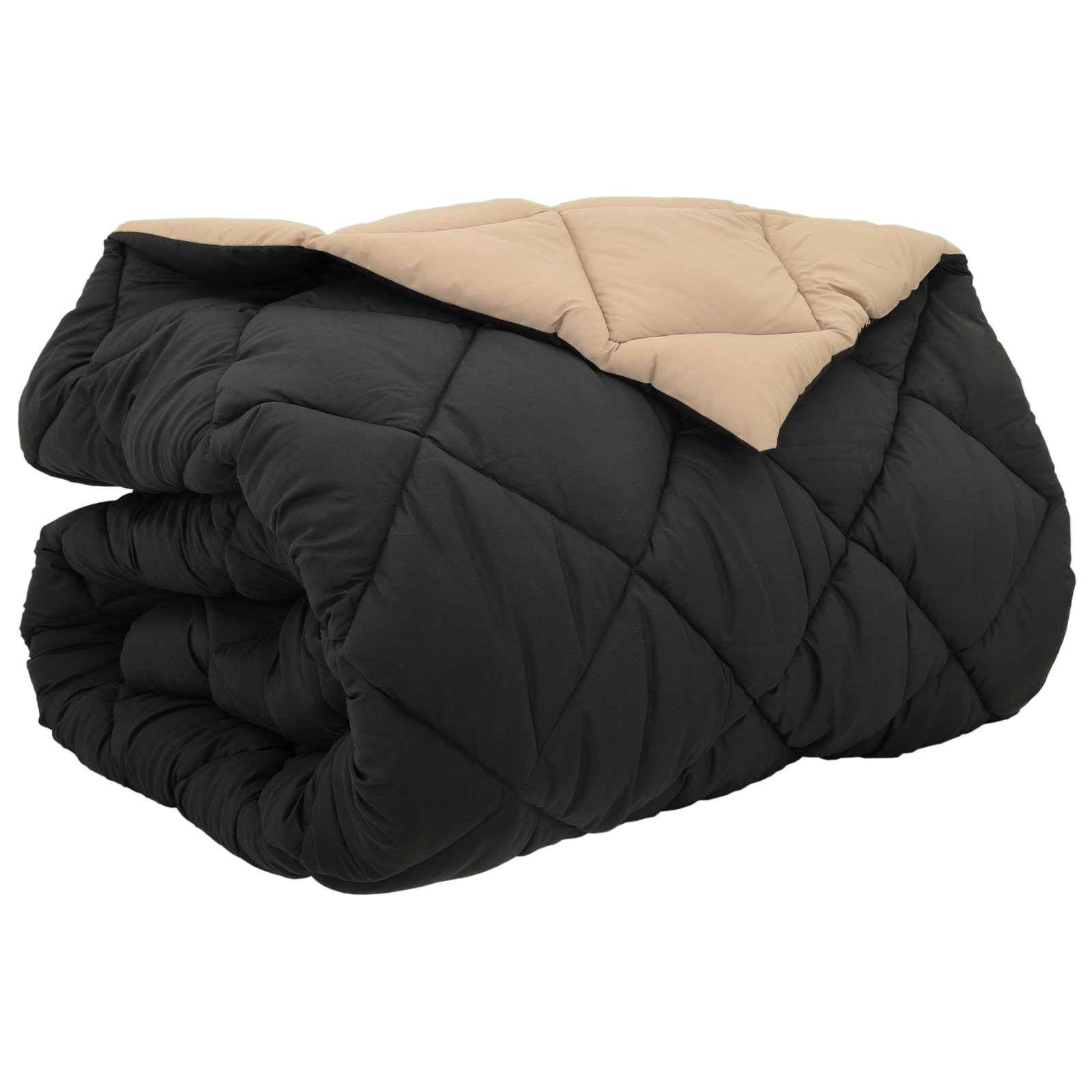 vidaXL Winterbettdecke Schwarz und Taupe 200 x 200 cm Mikrofaser