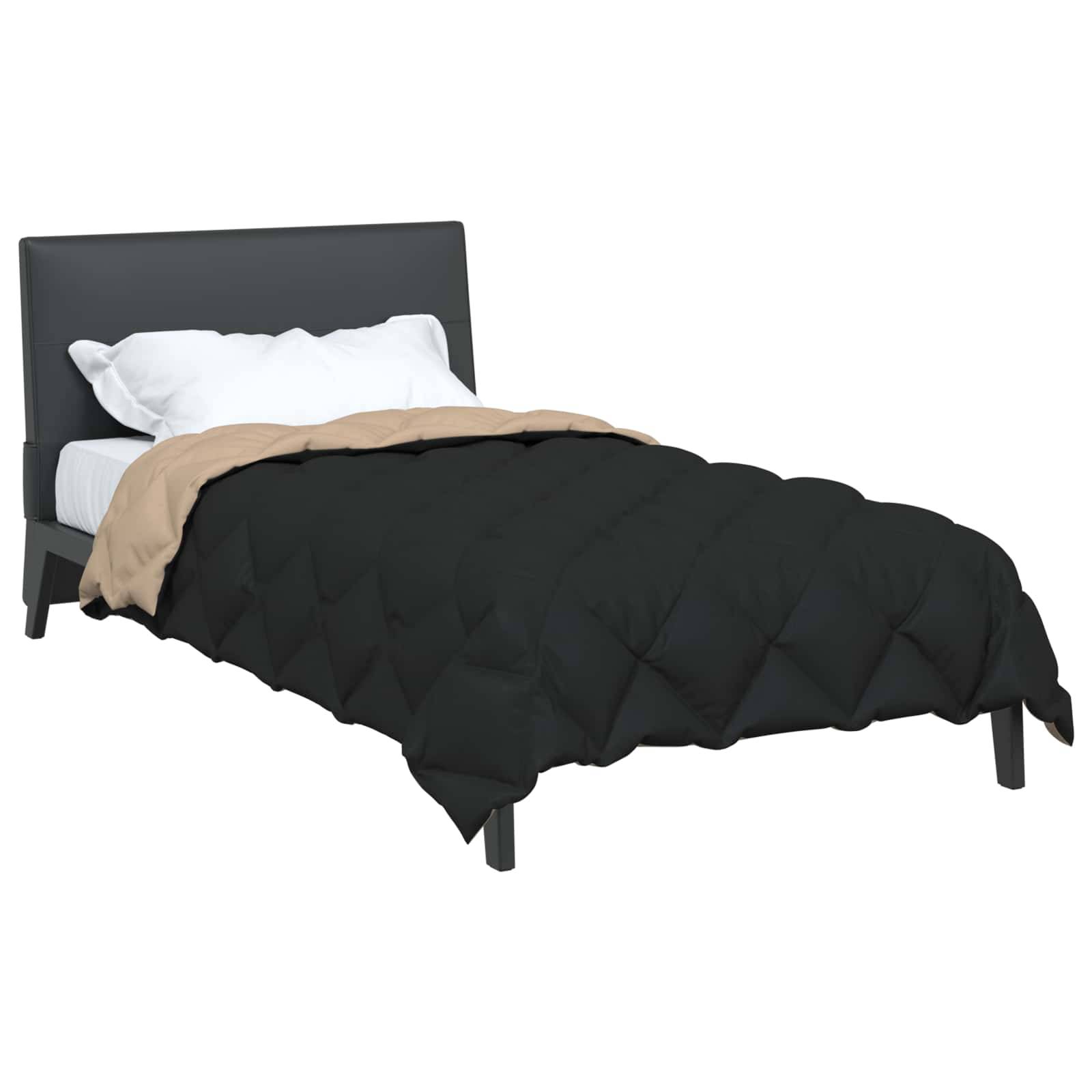 vidaXL Winterbettdecke Schwarz und Taupe 140 x 220 cm Mikrofaser