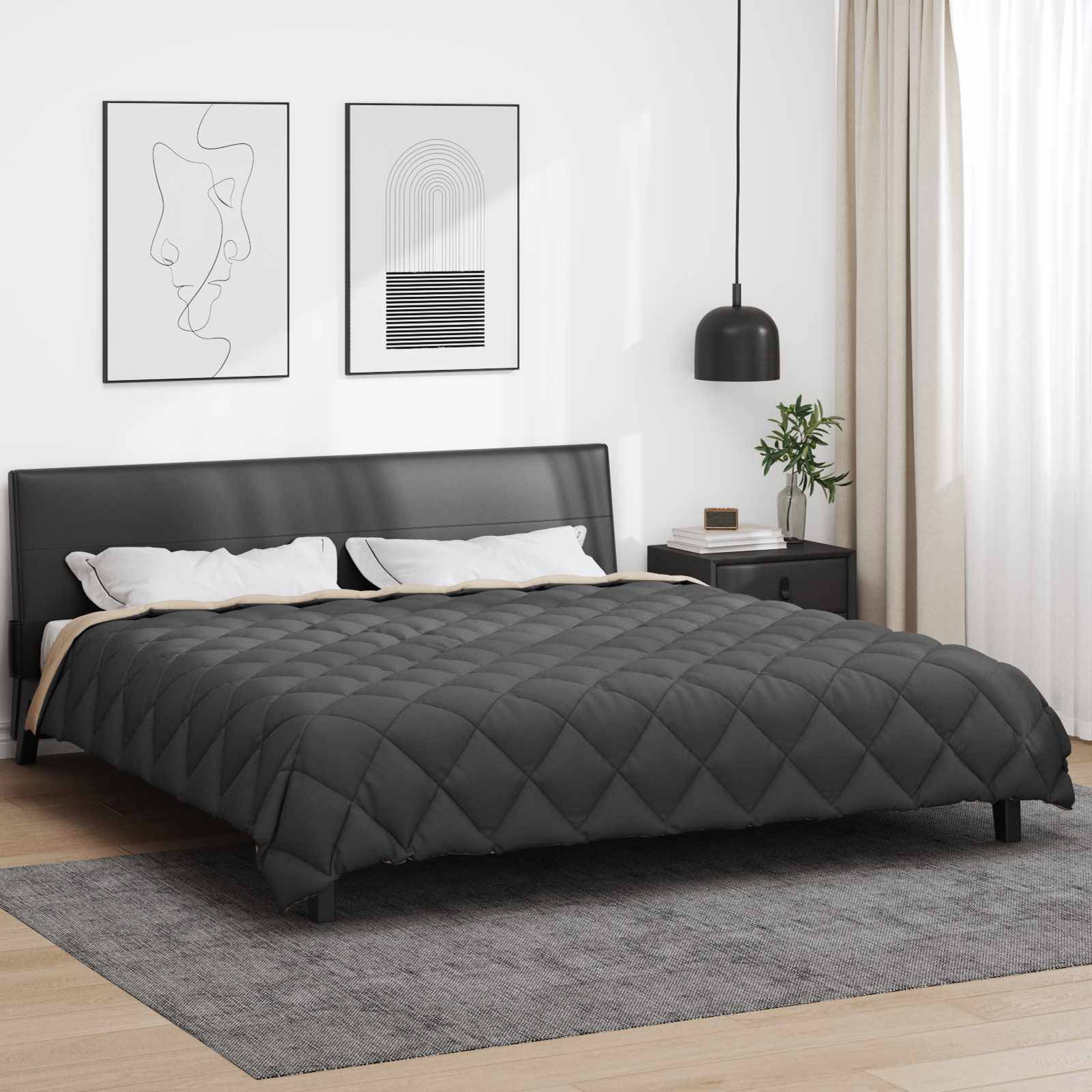 vidaXL Winterbettdecke Anthrazit und Taupe 240 x 260 cm Mikrofaser