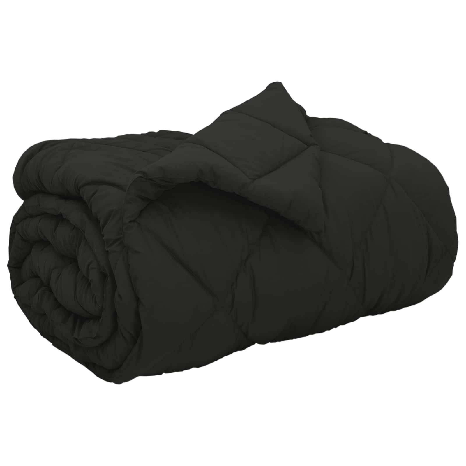 vidaXL Winterbettdecke Schwarz 155 x 220 cm Mikrofaser