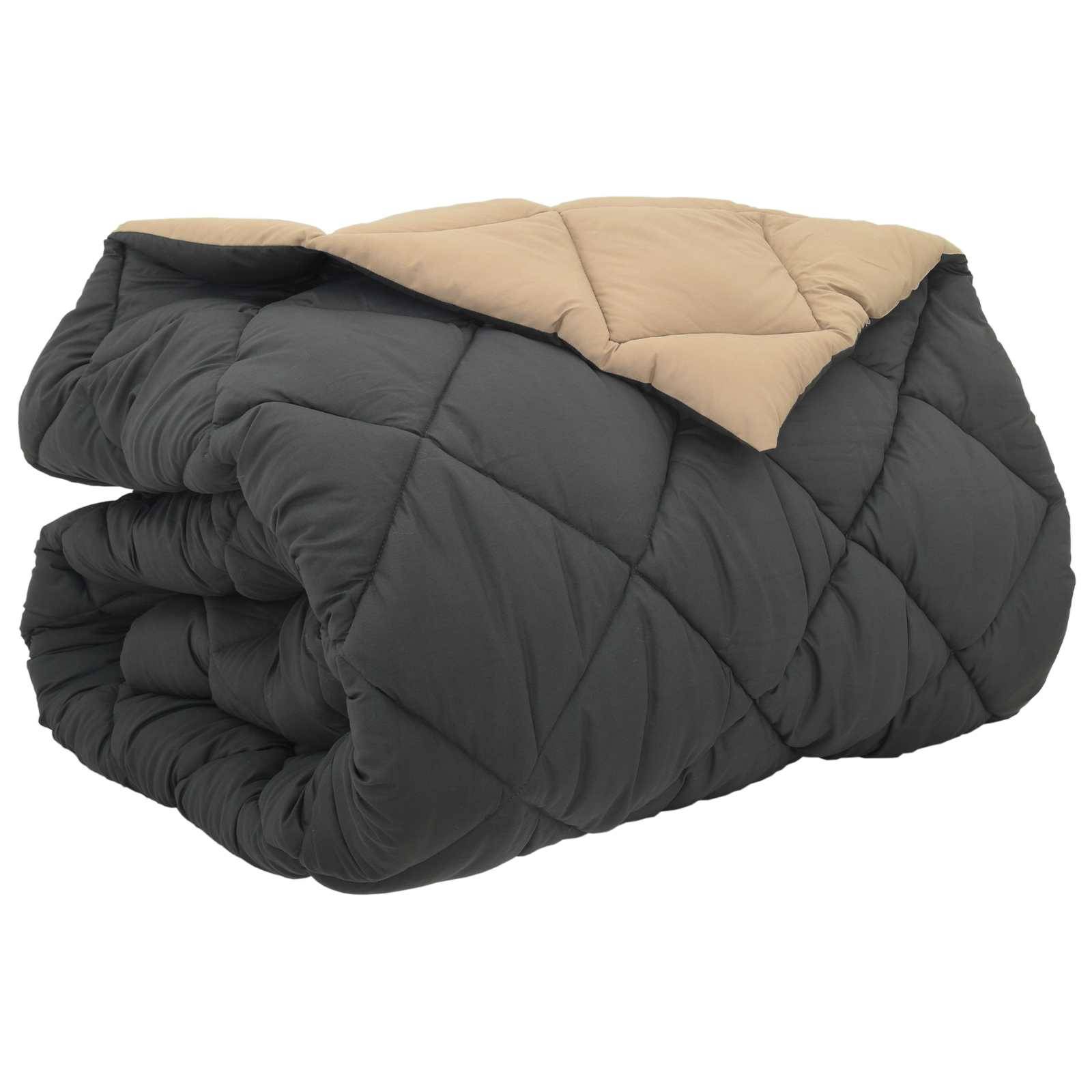 vidaXL Winterbettdecke Anthrazit und Taupe 240 x 260 cm Mikrofaser