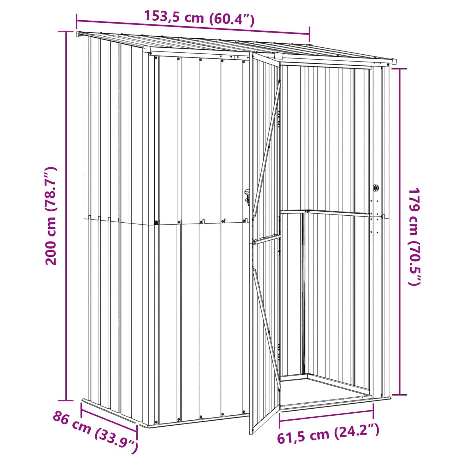 vidaXL Gartenhütten Braun 153,5 x 86 x 200 cm Metall