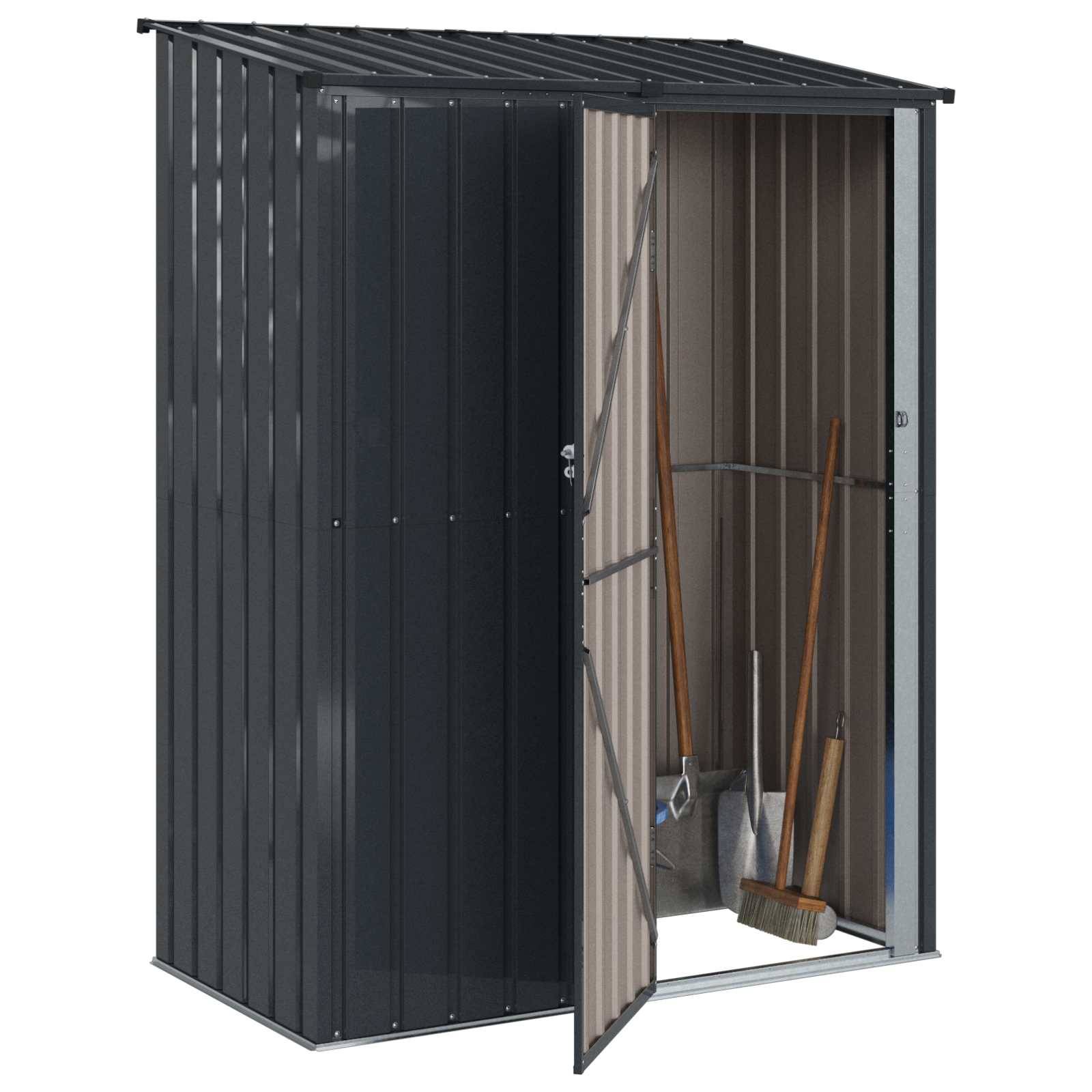vidaXL Gartenhütten Anthrazit 153,5 x 86 x 200 cm Metall