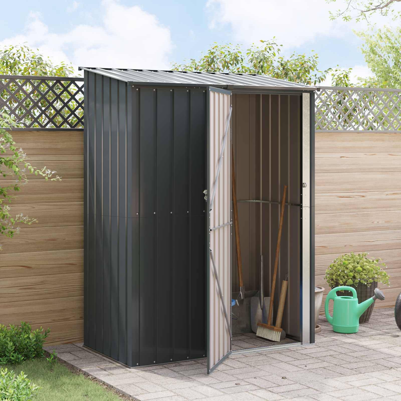vidaXL Gartenhütten Anthrazit 153,5 x 86 x 200 cm Metall