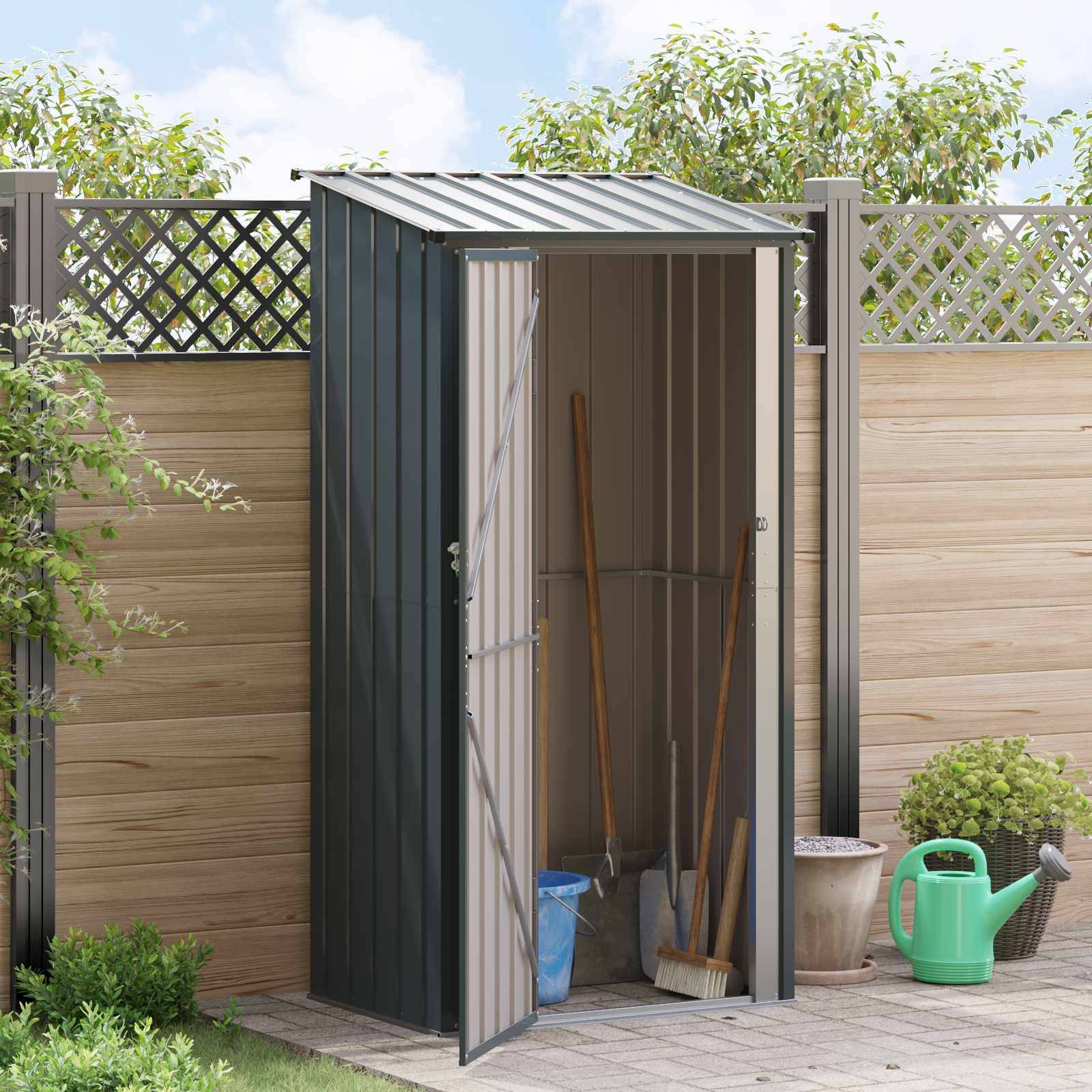 vidaXL Gartenhütten Anthrazit 103 x 74 x 200 cm Metall