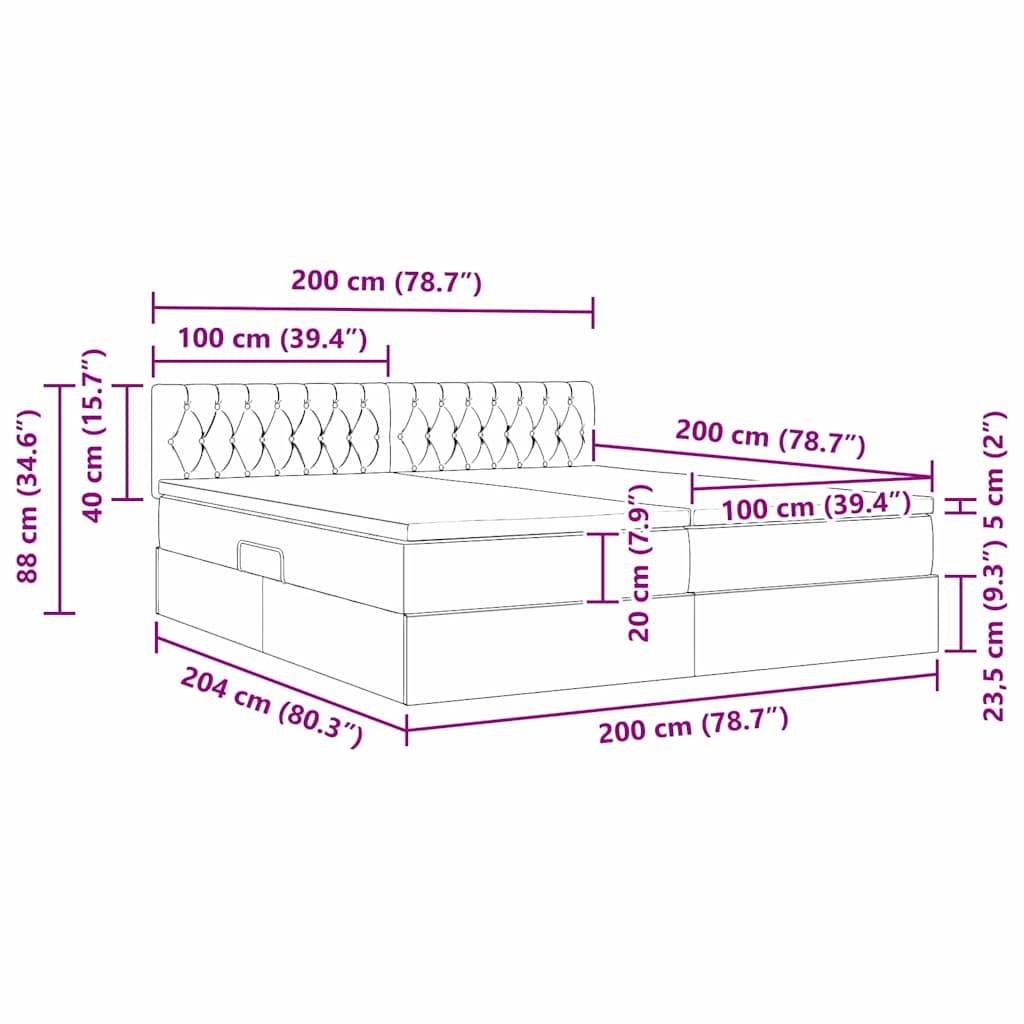 vidaXL LED-Speicherbett mit Matratze Dunkelblau 200 x 200 cm Samt