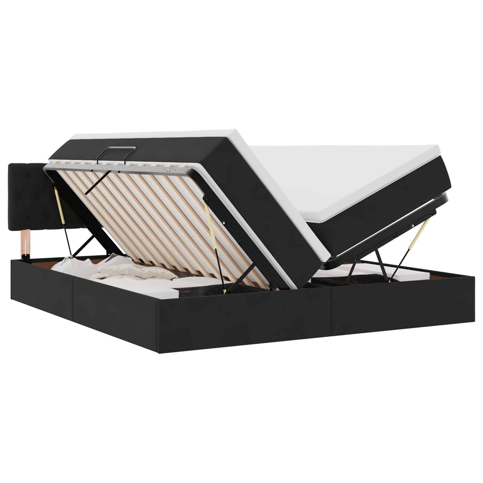 vidaXL LED-Speicherbett mit Matratze Schwarz 200 x 200 cm Samt