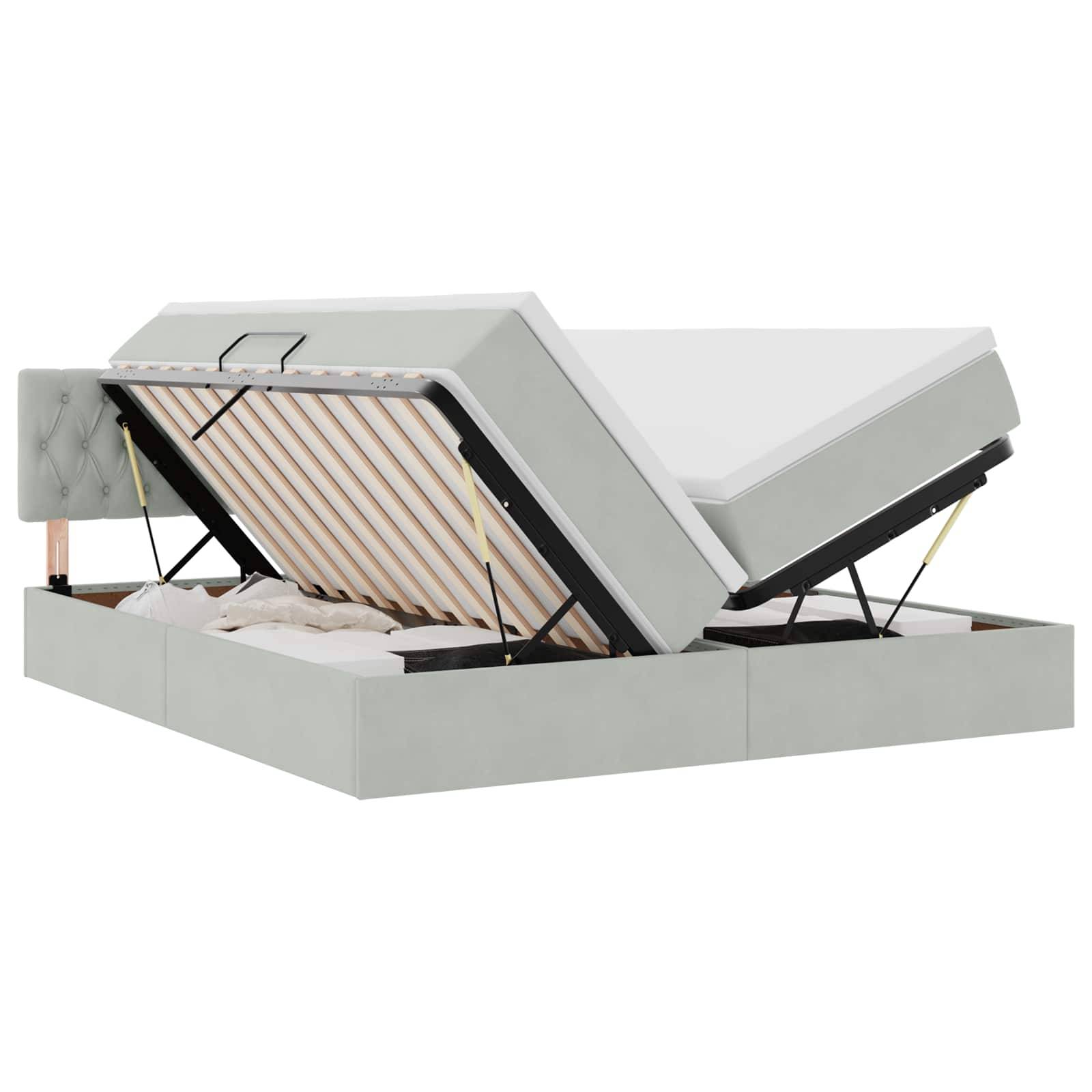 vidaXL Aufbewahrungsbett mit Matratze Hellgrau 100 x 200 cm