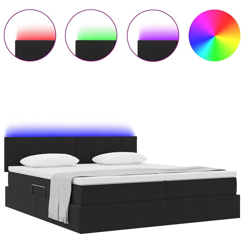 vidaXL Bett mit LED-Lichtleisten Schwarz 180 x 200 cm Samt