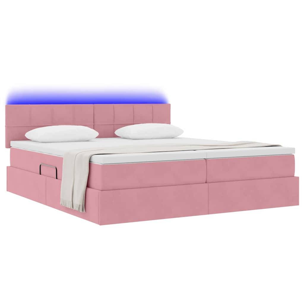 vidaXL LED-Speicherbett mit Matratze Rosa 180 x 200 cm Samt
