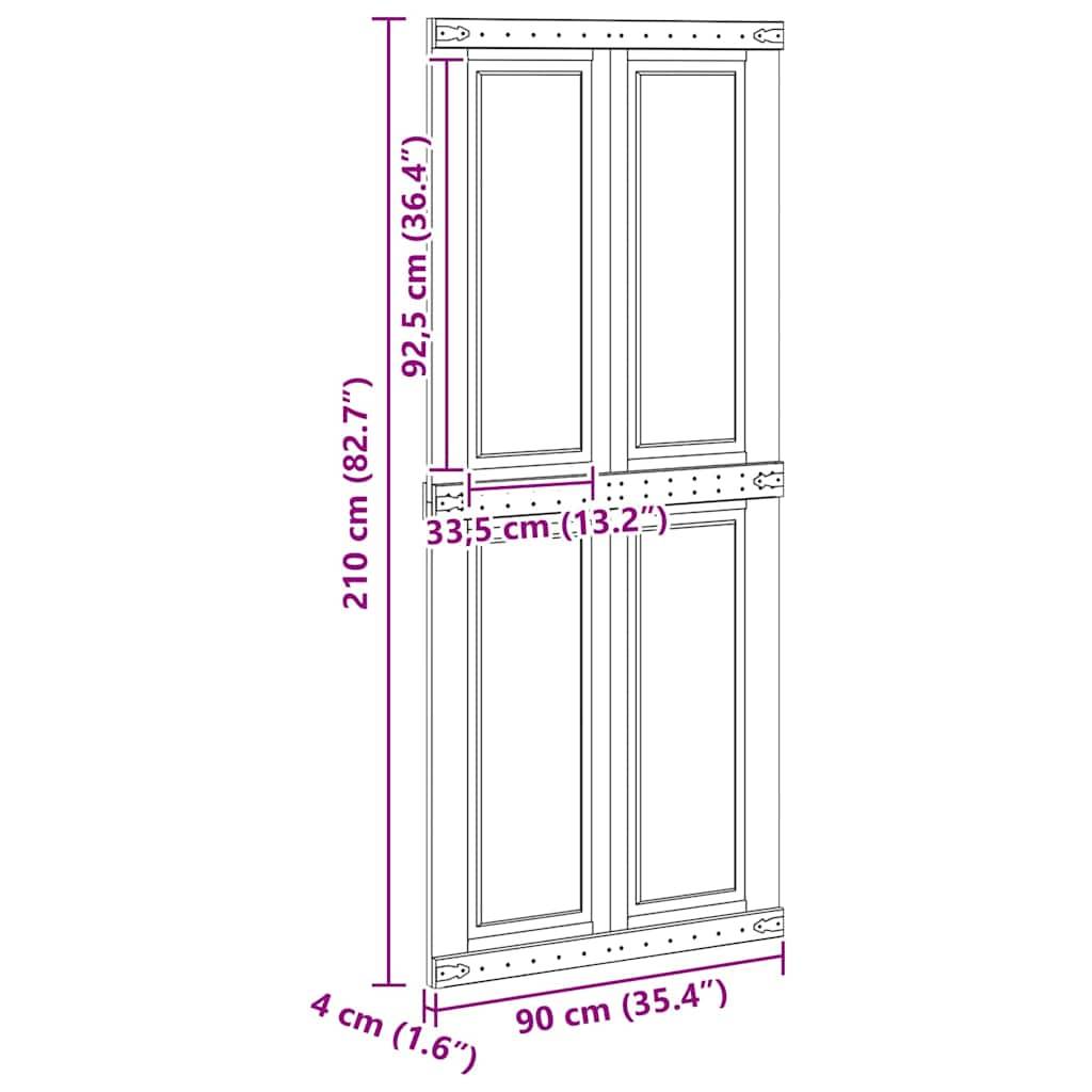 vidaXL Scheunentür Corona 90 x 210 cm Massives Kiefernholz