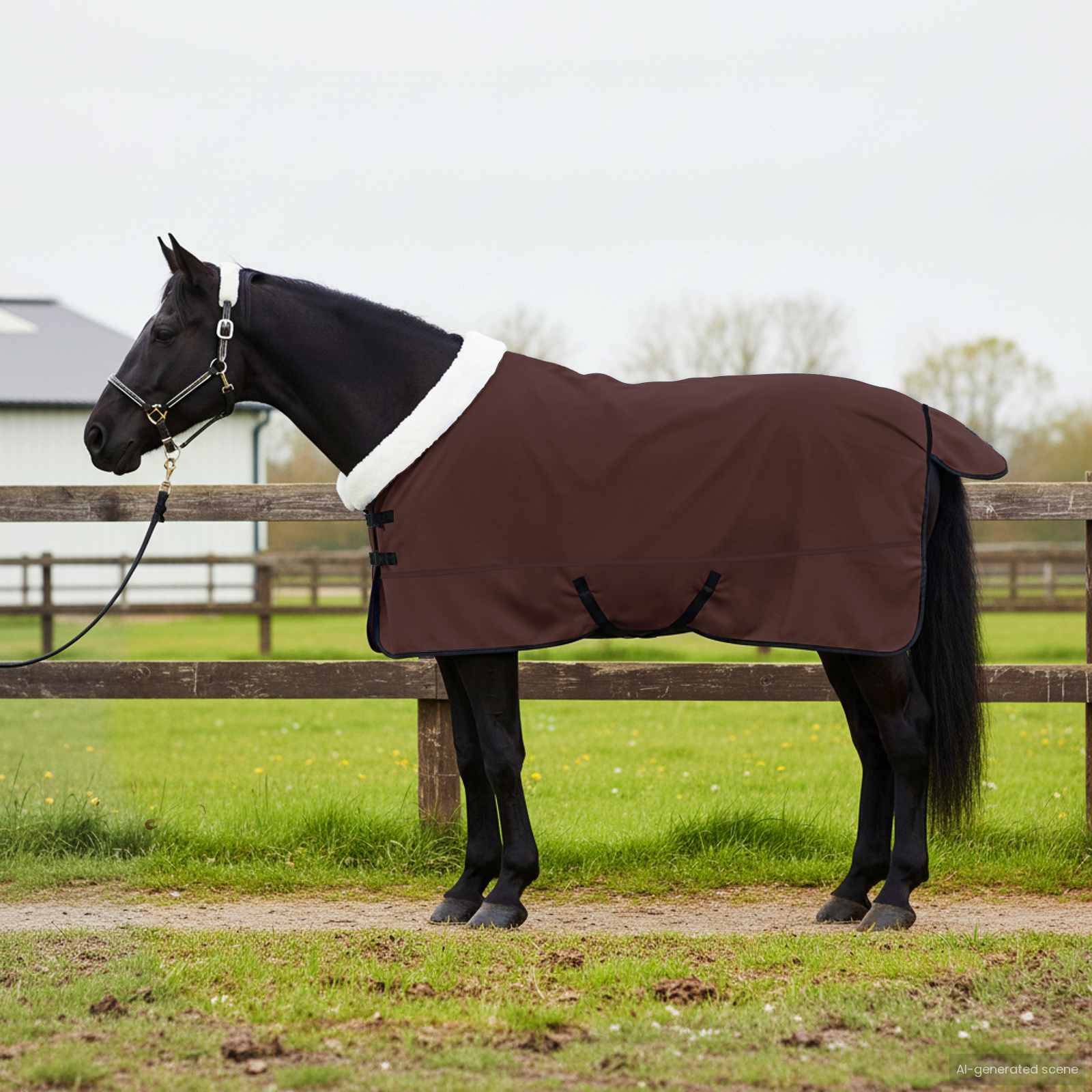 vidaXL Pferdedecke Volles Dunkelbraun 165 cm Polarfleece