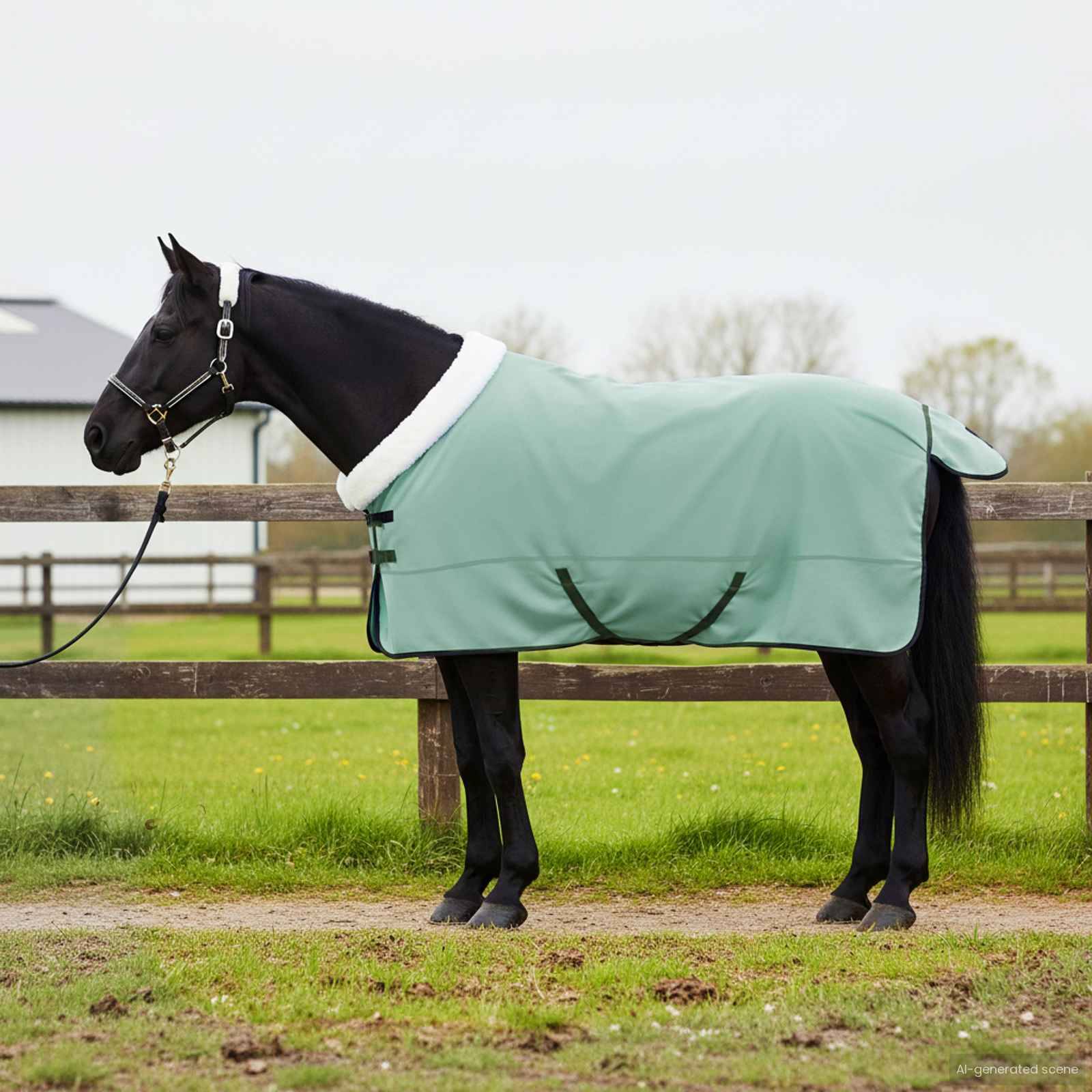 vidaXL Pferdedecke Dunkelgrün 125 cm Polarfleece