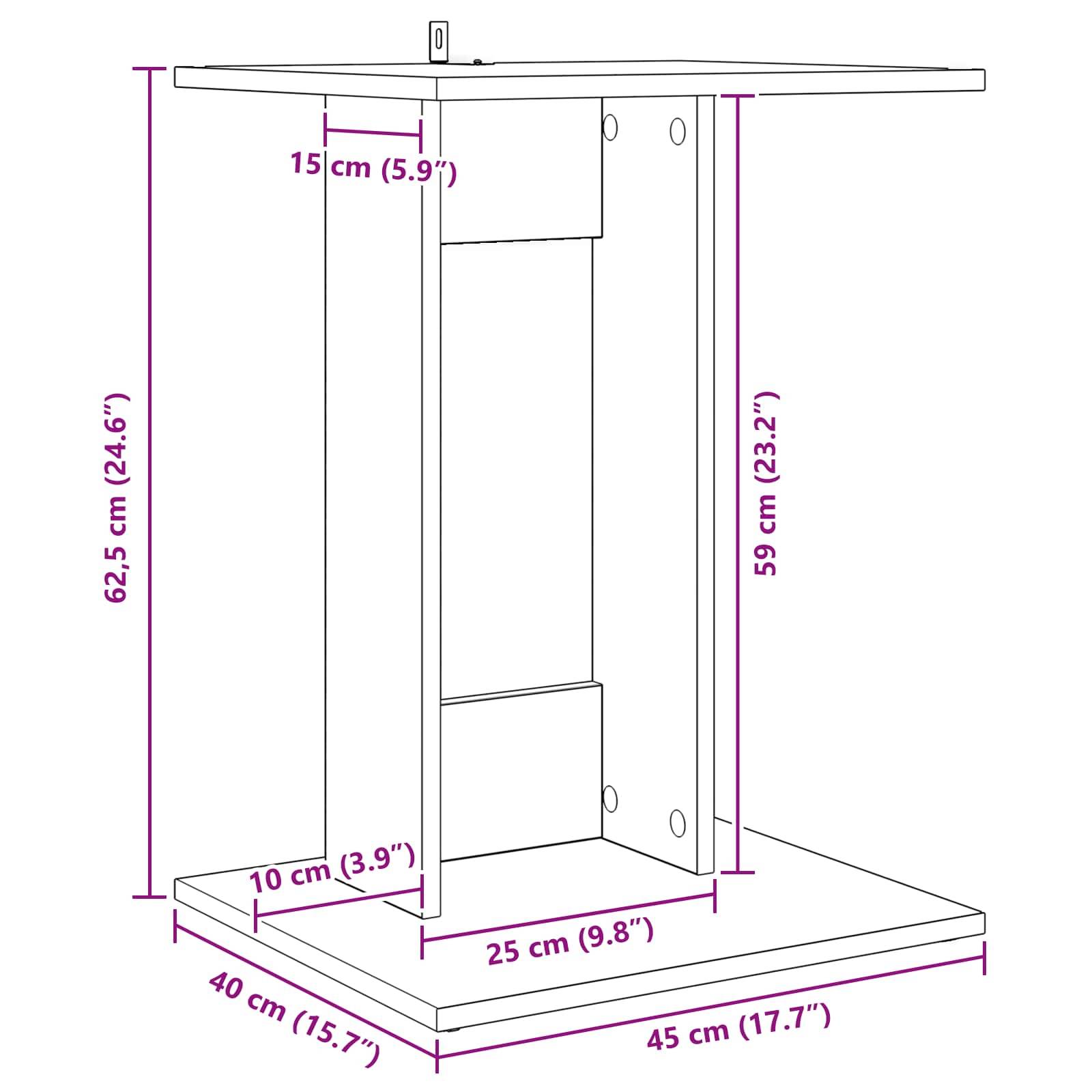 vidaXL Beistelltisch Artisan-Eiche 45 x 40 x 62,5 cm Holzwerkstoff