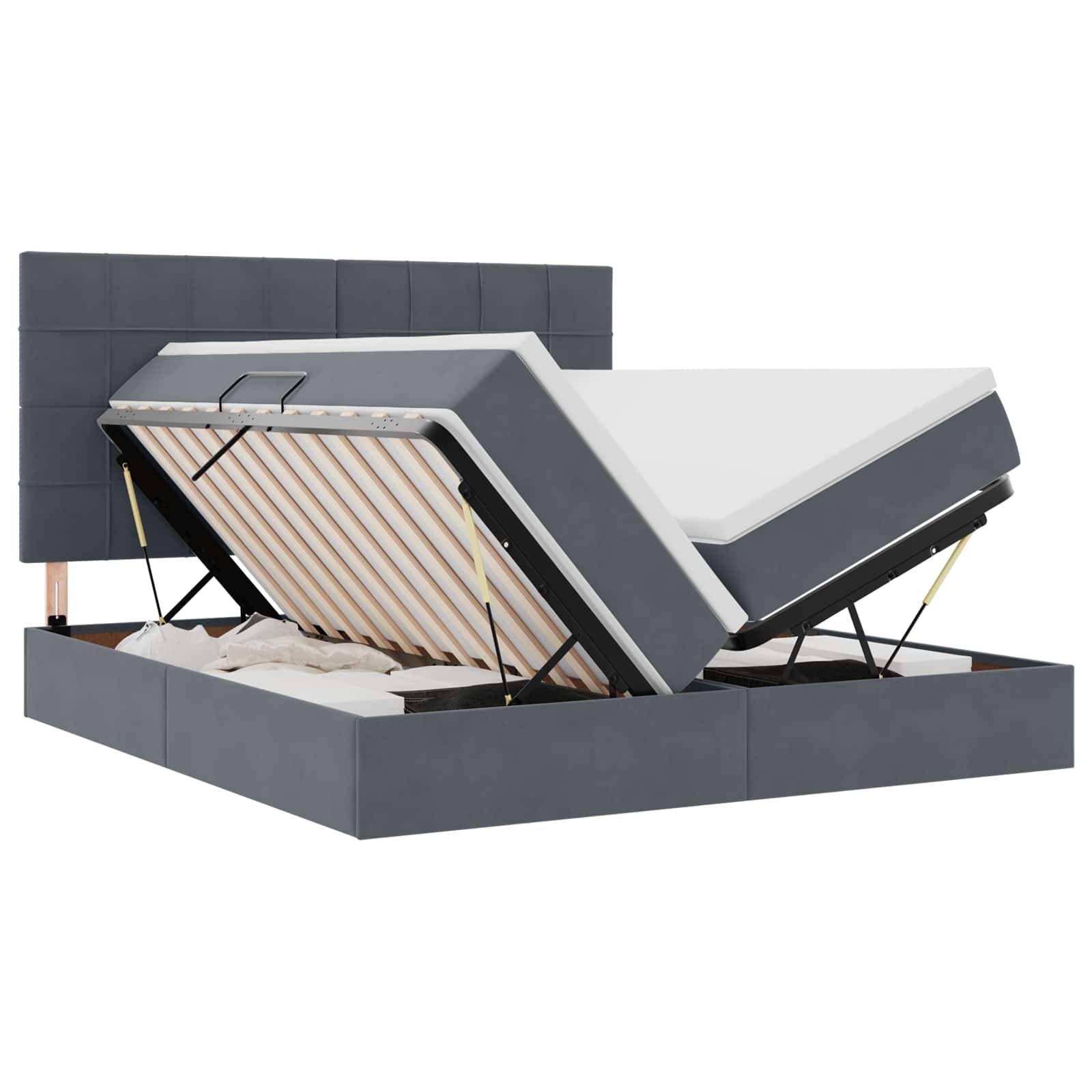 vidaXL Aufbewahrungsbett mit Kopfteil Dunkelgrau 200 x 200 cm Samt