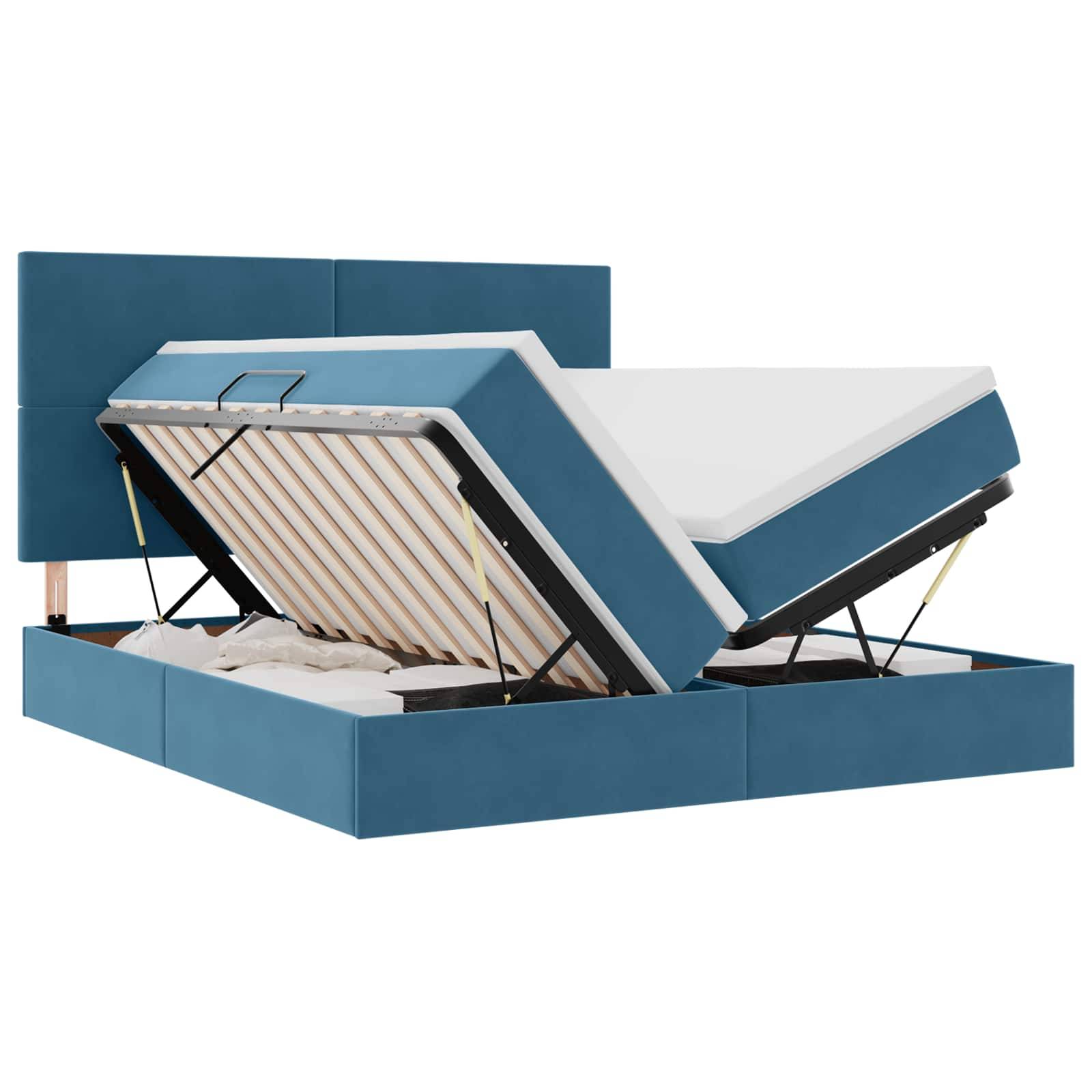vidaXL Aufbewahrungsbett mit Kopfteil Dunkelblau 200 x 200 cm Samt