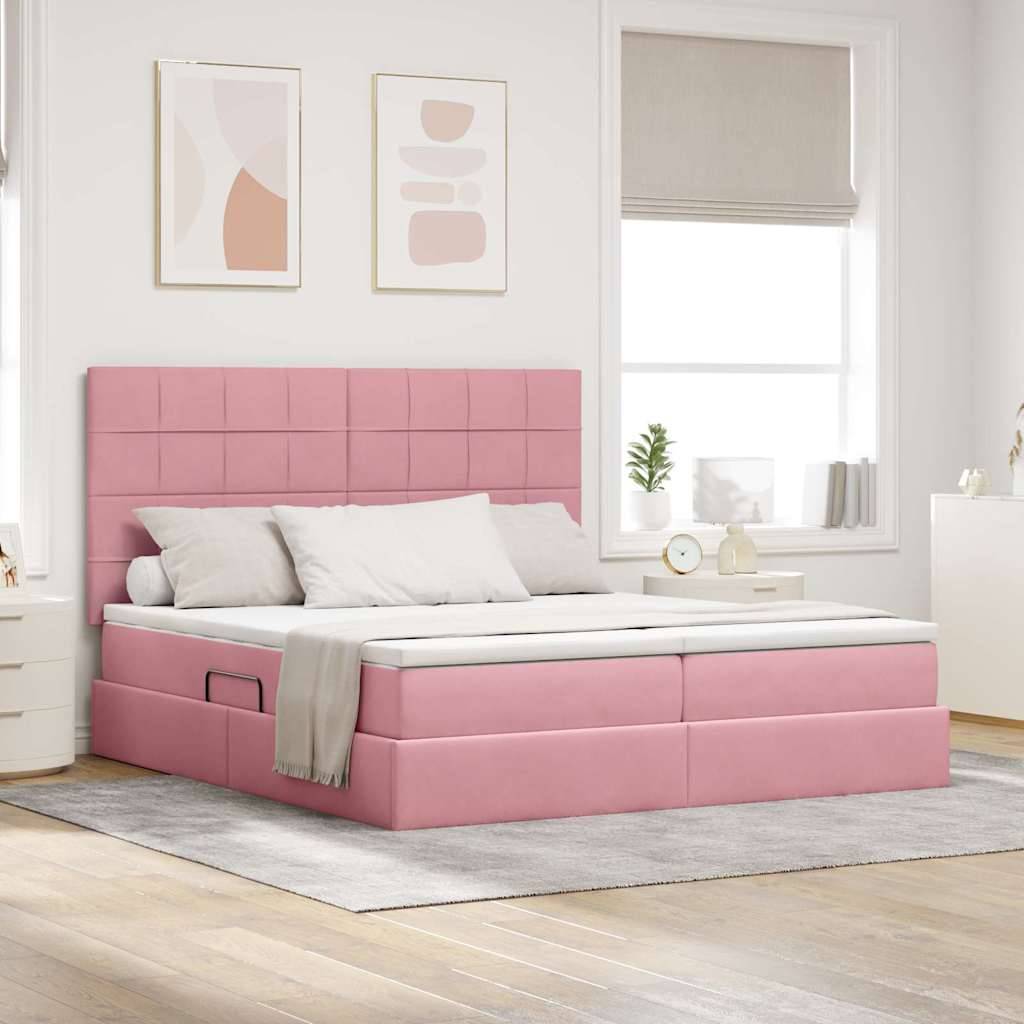 vidaXL Aufbewahrungsbett mit Kopfteil Rosa 180 x 200 cm Samt